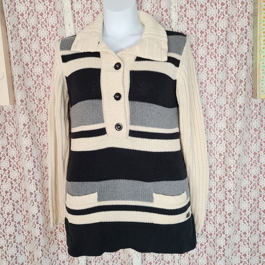 Lacoste vintage 90s Lacoste cream grey blackknit sweater medium Size US M / EU 48-50 / 2 - 1 Thumbnail
