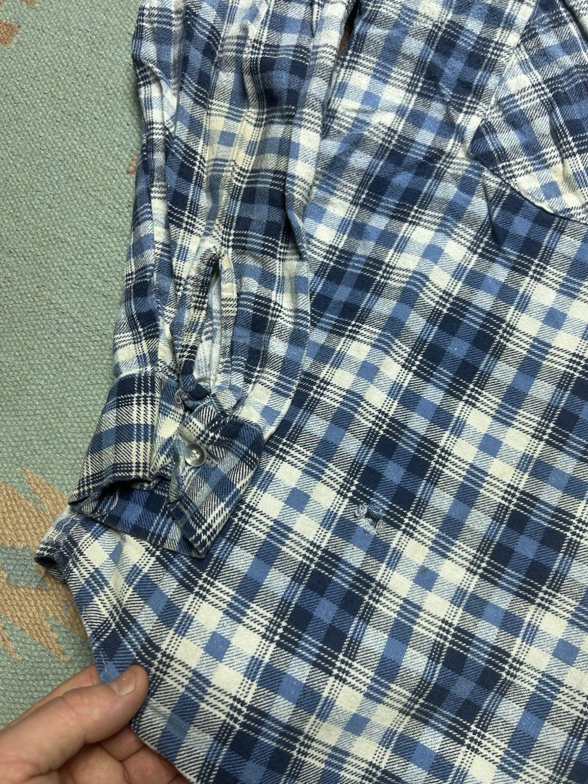 Vintage VTG 80s flannel shirt brushed cotton distre soft plaid large Size US L / EU 52-54 / 3 - 3 Thumbnail
