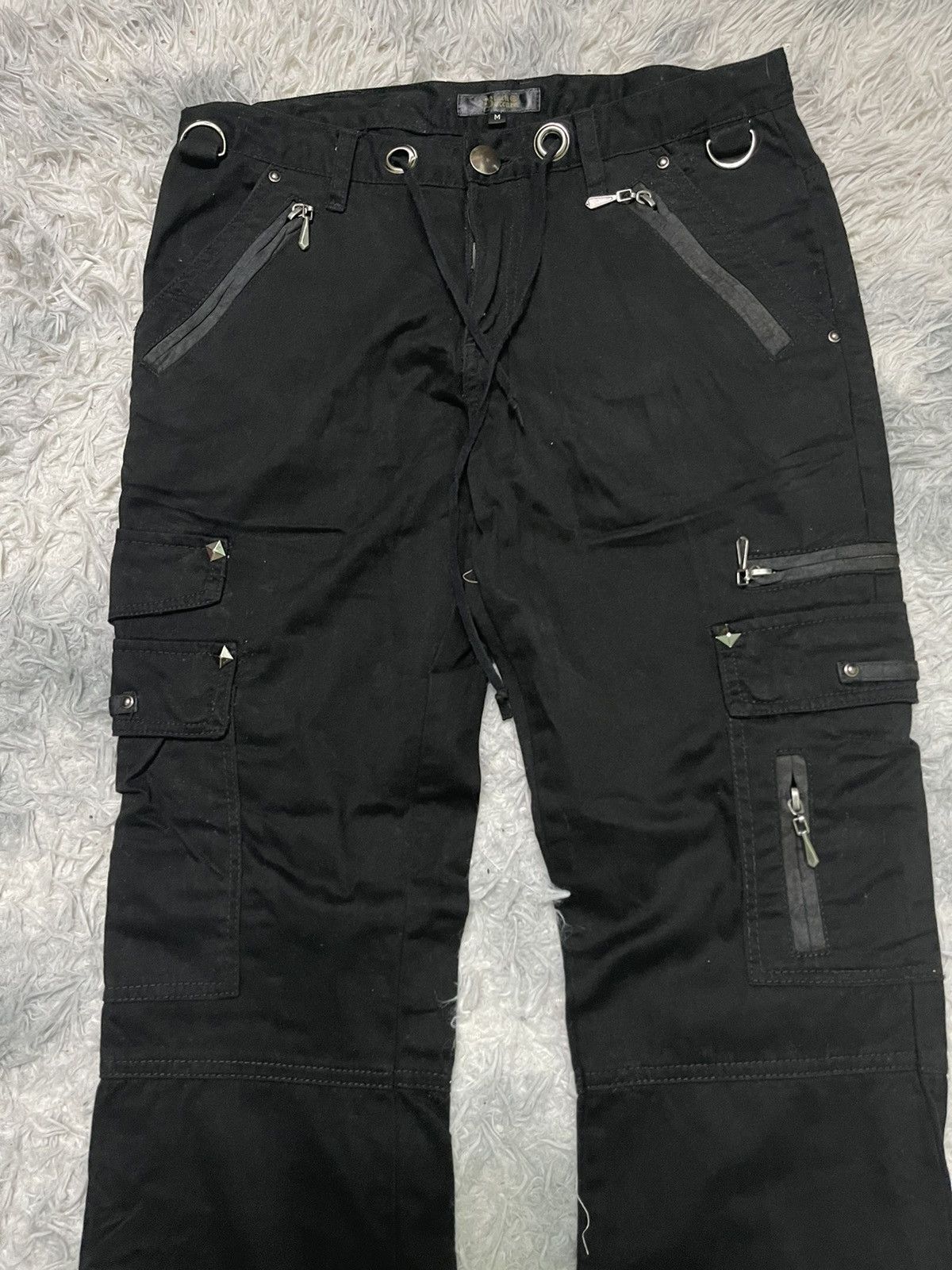Japanese Brand 2000s PUNK STYLE FLARE CARGO PANT BRAND BLACK BACCARA Size US 30 / EU 46 - 4 Thumbnail