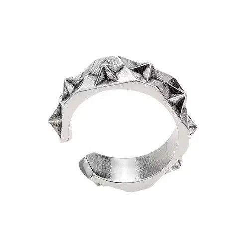 VIBE Silver Star Army Gothic Ring Size ONE SIZE - 3 Thumbnail