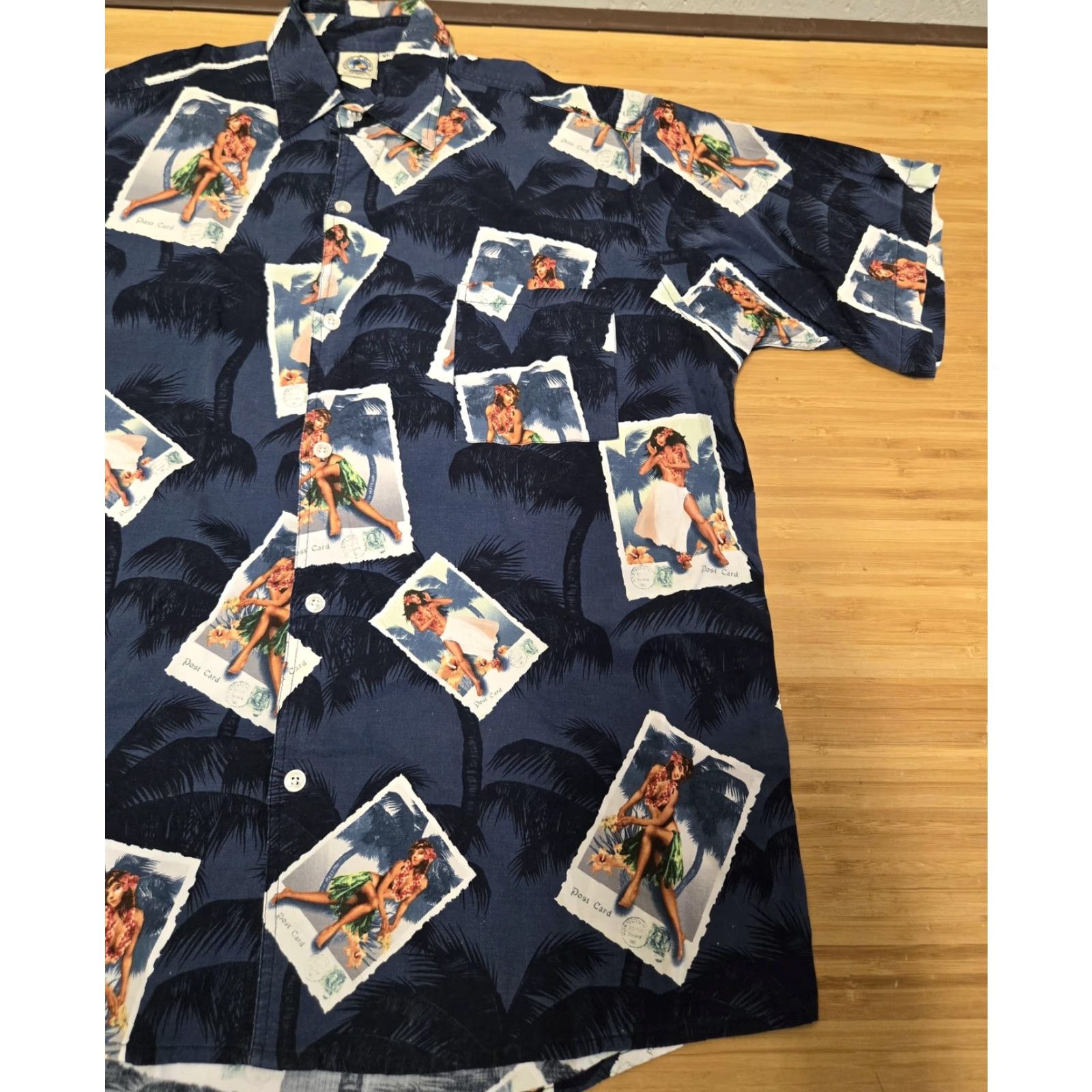 ALOHAS VINTAGE Classic Island Designs Shirt Mens XL Blue Hawaiian Aloha Button Up Pin Up Beach Short Sleeve Size US XL / EU 56 / 4 - 2 Thumbnail