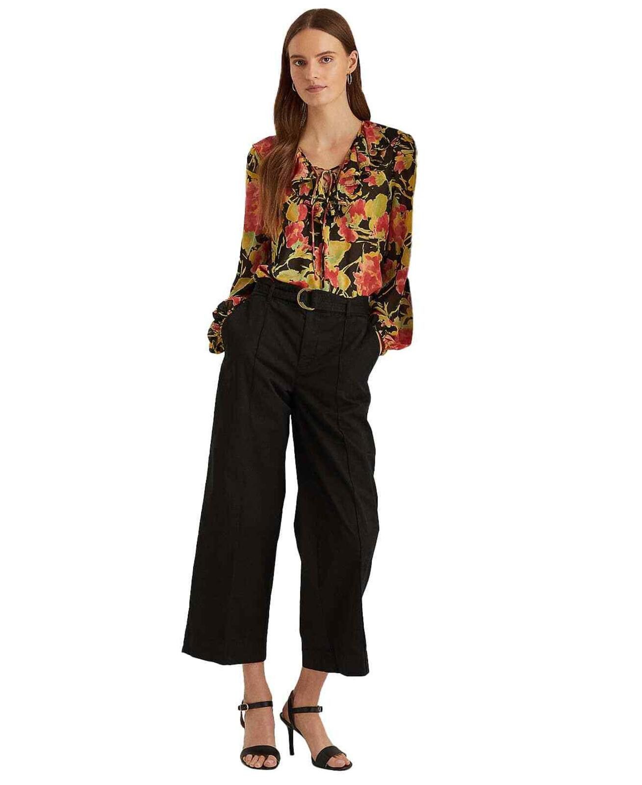 Lauren Ralph Lauren Lauren Ralph Lauren Black Floral Crinkle Georgette Blouse S Size S / US 4 / IT 40 - 4 Thumbnail