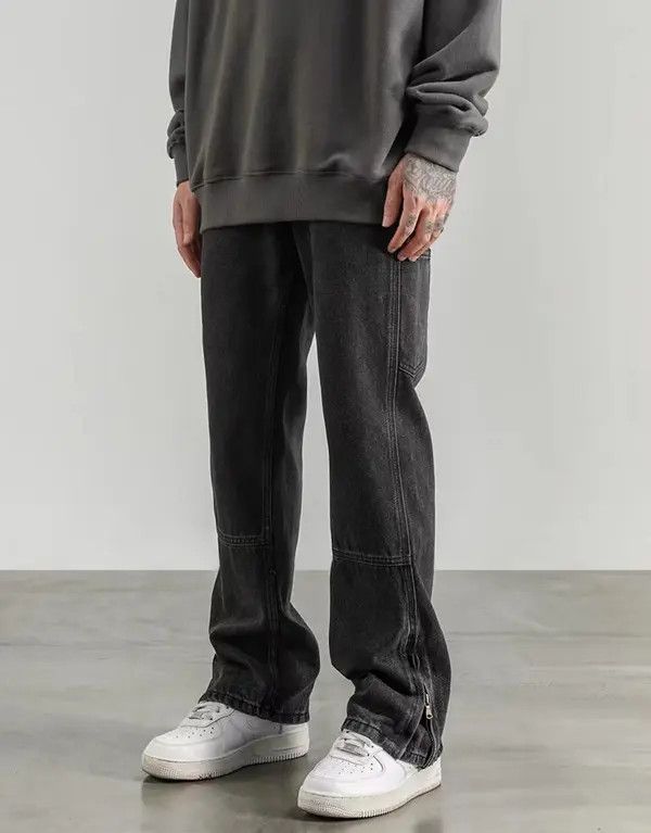 Japanese Brand VIBE High street washed vintage zipper slit patchwork jeans Size US 30 / EU 46 - 2 Thumbnail