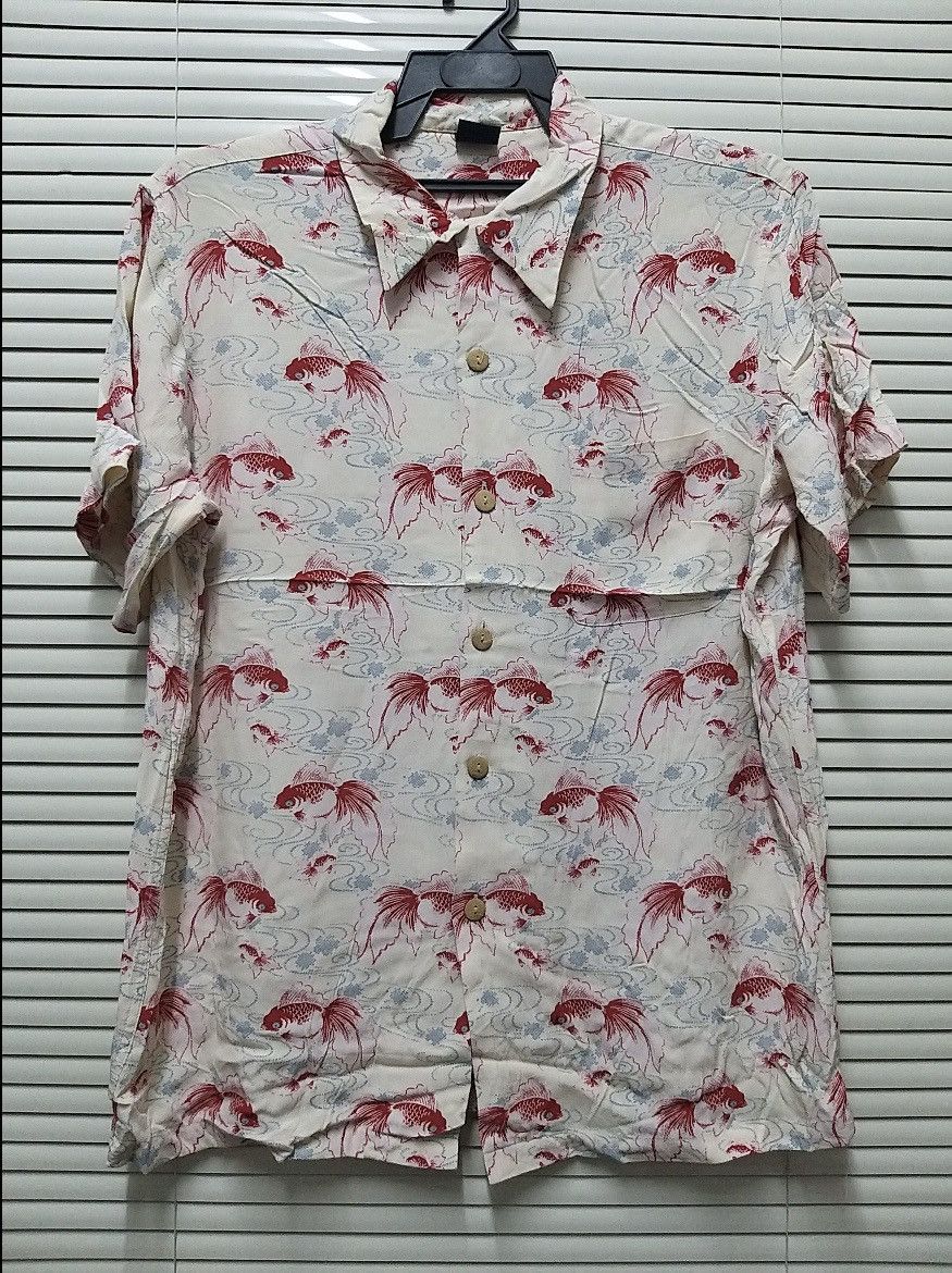 Japanese Brand NICE🔥🔥SUKAJAN ELIMENT GOLD FISH F/P RAYON BUTTON UP SHIRT Size US L / EU 52-54 / 3 - 1 Thumbnail