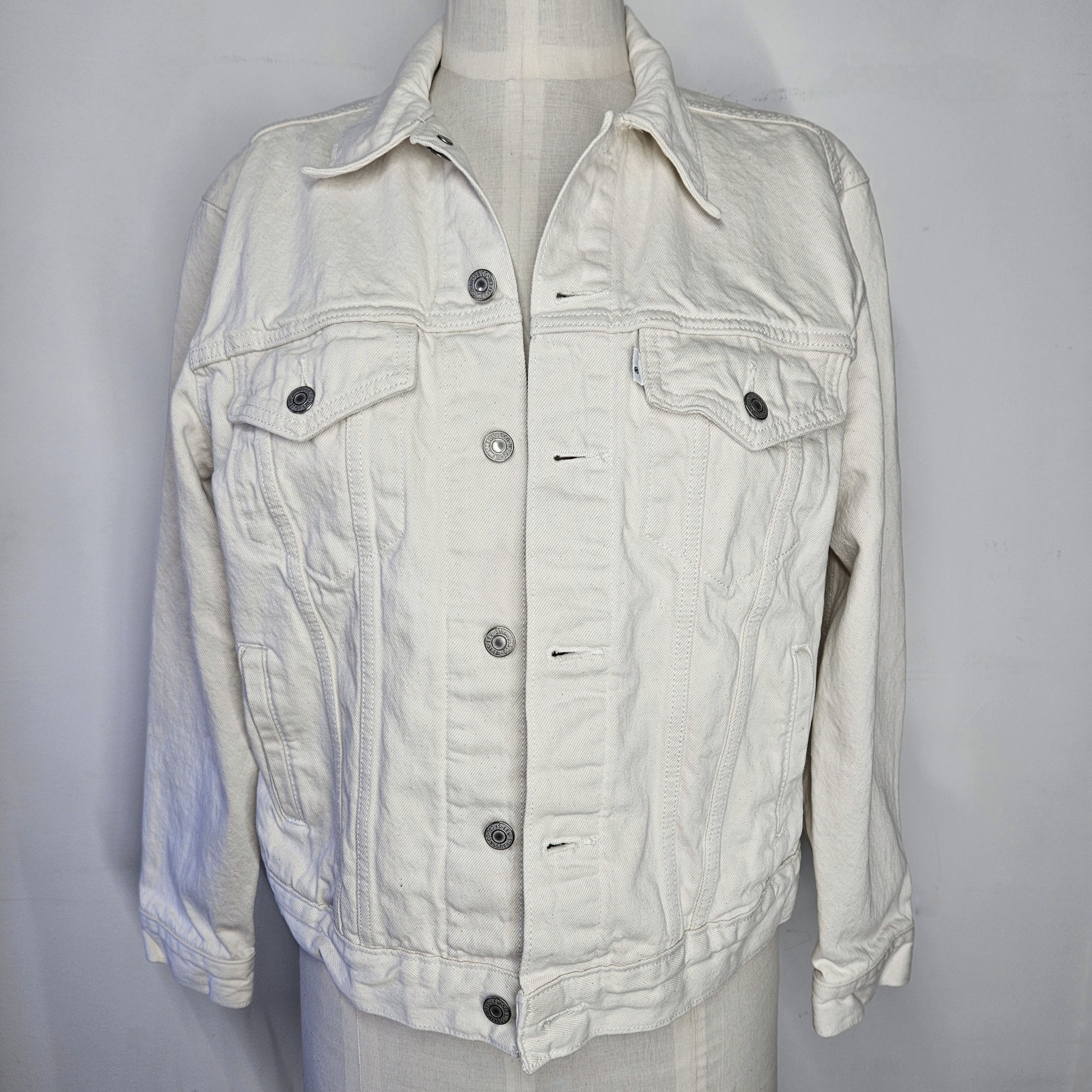 Levi's Levi's Men's L Denim Trucker Jacket Cream White 6 Pocket Size US L / EU 52-54 / 3 - 3 Thumbnail