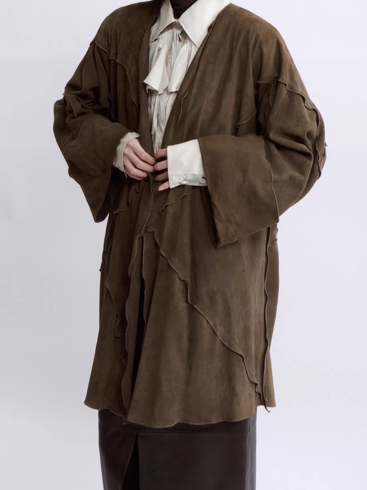 Krizia KRIZIA 80s-90s 3D paneled stitch-pleated sheepskin coat Size XL / US 12-14 / IT 48-50 - 7 Thumbnail