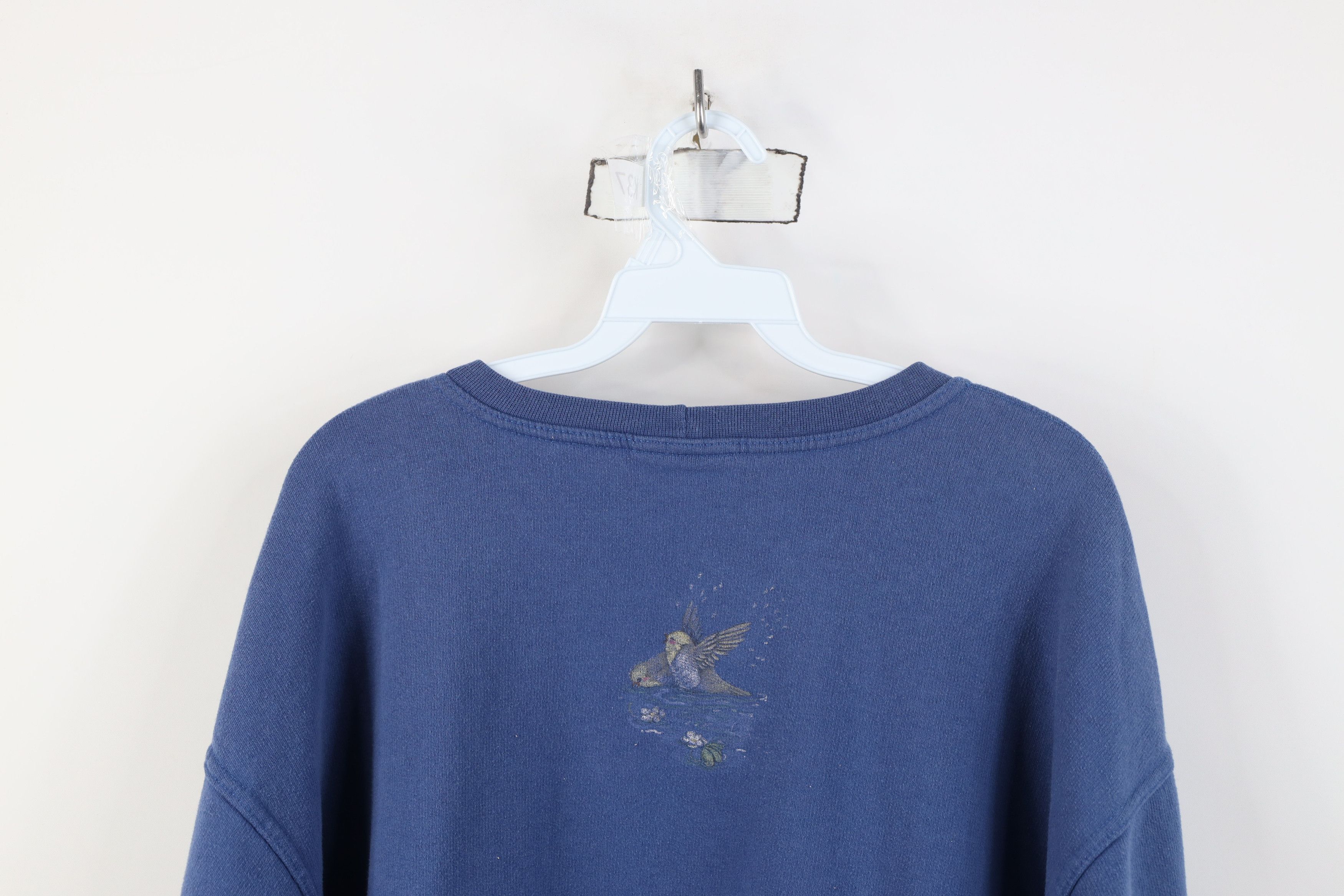 Vintage Vintage 90s Streetwear Cat Kitten Bird Sweatshirt Blue Size XXL / US 16-18 / IT 52-54 - 13 Thumbnail