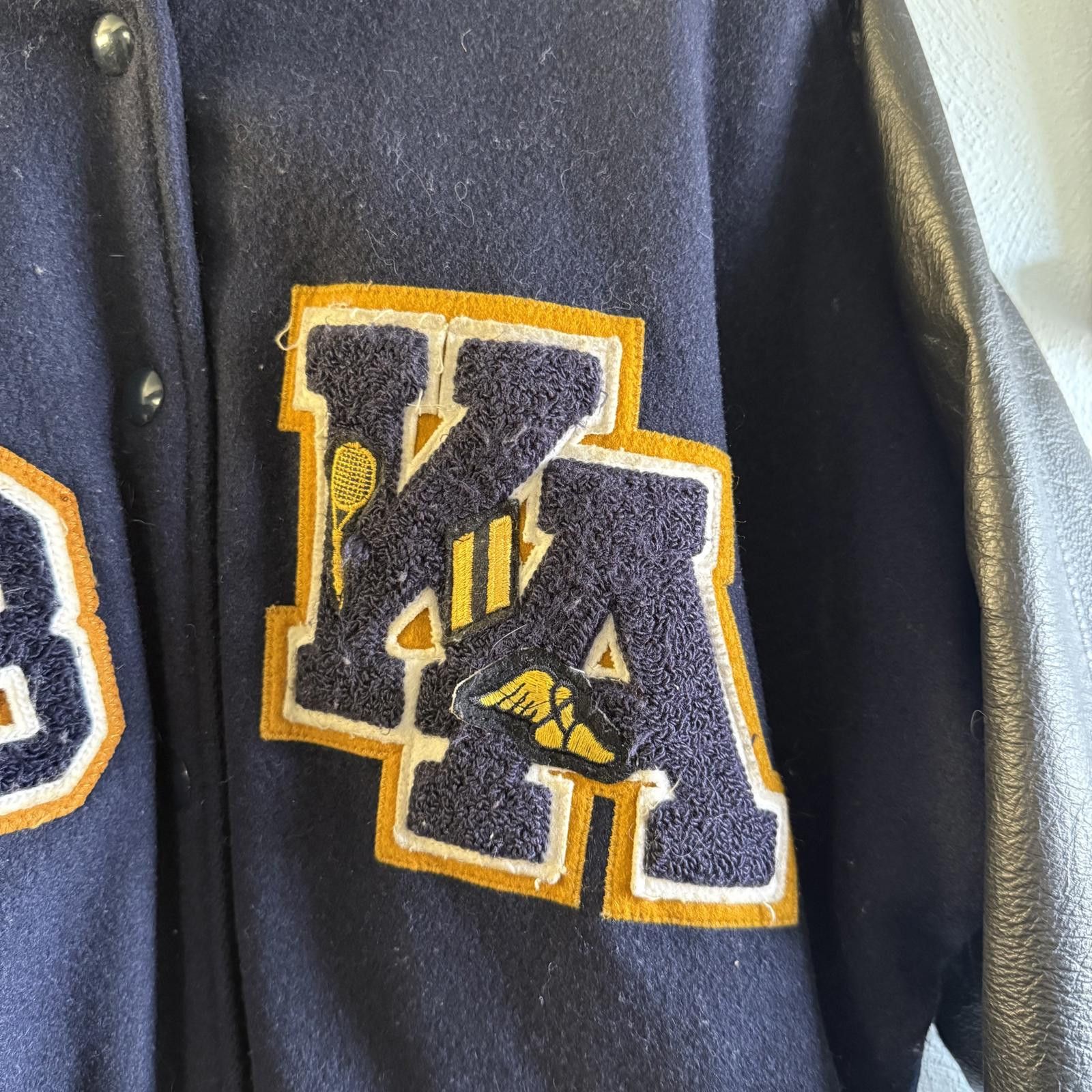 Rennoc Vintage 2000's Rennoc Navy, Black, and Gold Varsity Jacket Size US M / EU 48-50 / 2 - 3 Thumbnail