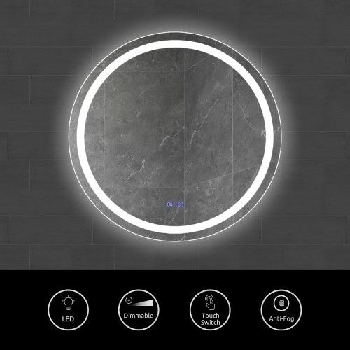 Designer × Homemade 32 x 32 Inch Round Frameless LED Illuminated Bathroom Mirror Size US L / EU 52-54 / 3 - 5 Thumbnail