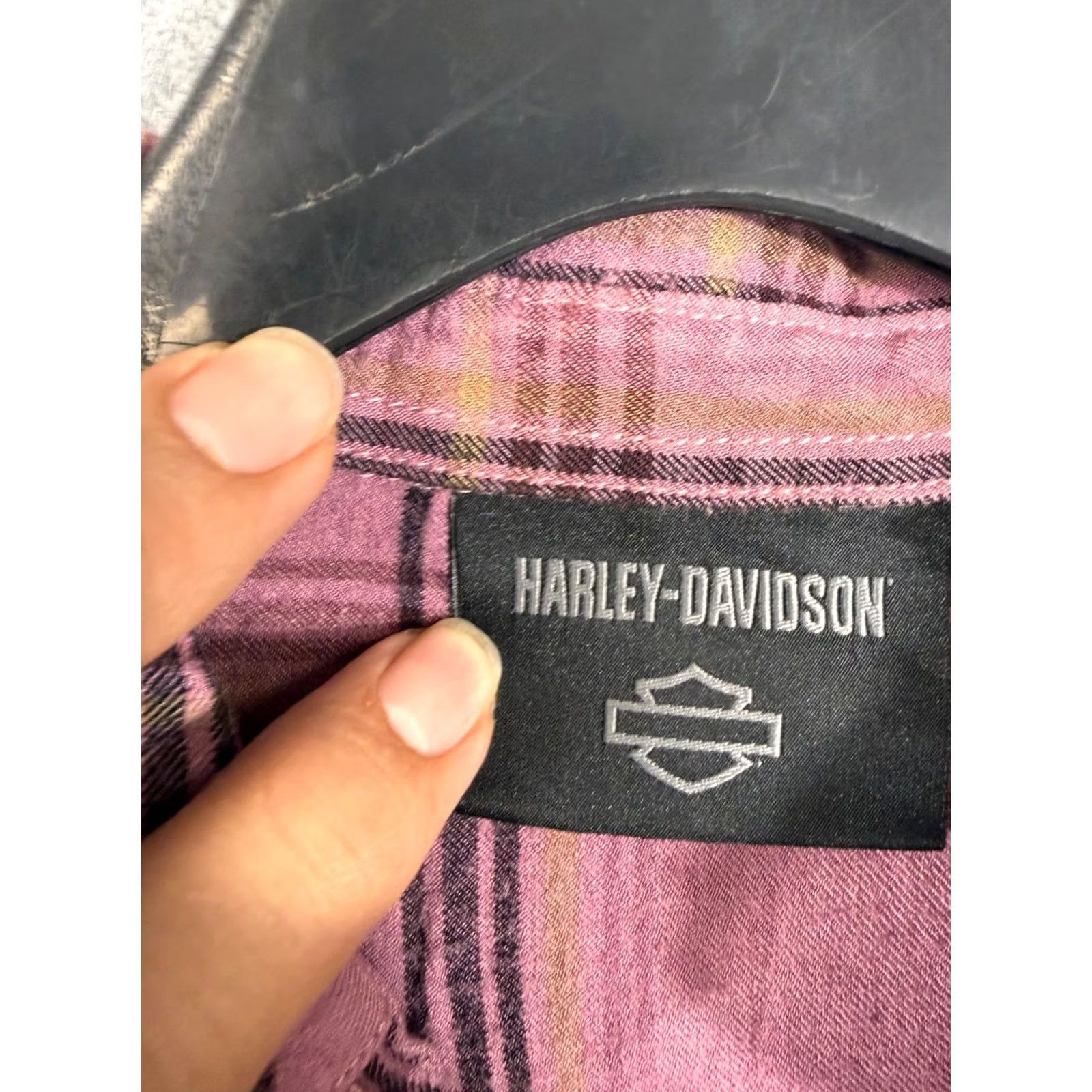 Harley Davidson Harley-Davidson Shirt Womens S Dusky Orchid Purple Plaid Roll Tab Sleeve Button Up Shirt Size S / US 4 / IT 40 - 7 Thumbnail