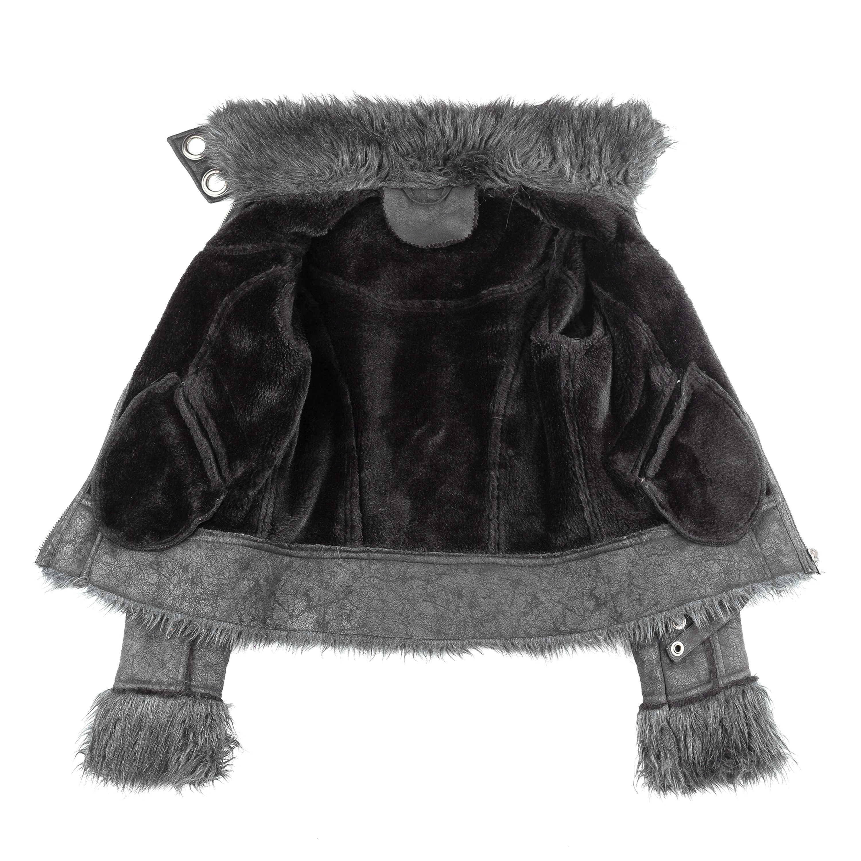 Guess × Vintage Guess Vintage Black Leather Fur Coat (S) Size S / US 4 / IT 40 - 3 Thumbnail