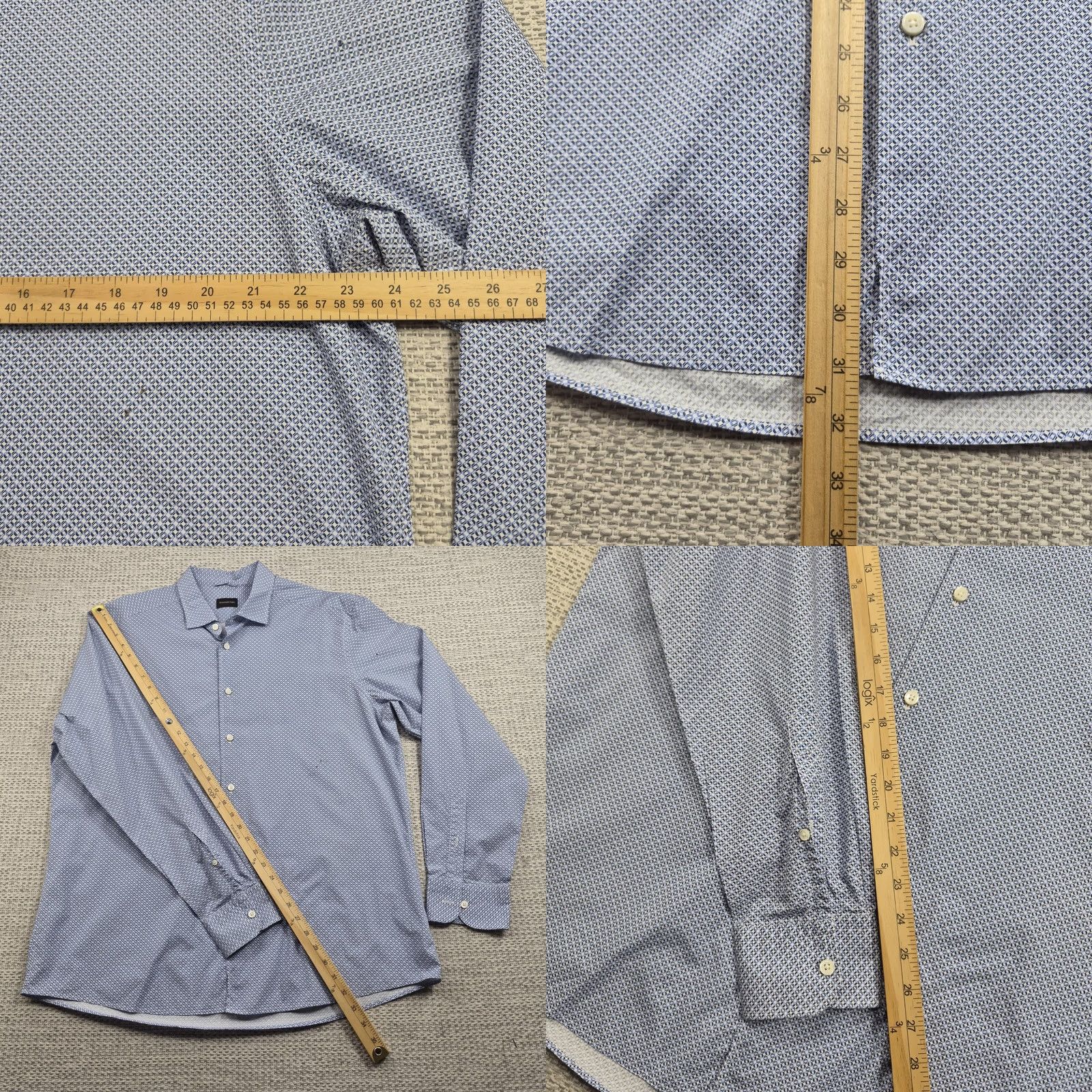 Ermenegildo Zegna VINTAGE Ermenegildo Zegna Button Up Shirt Mens 2XL Blue Geometric Dress Long Sleeve Size 48R - 9 Thumbnail