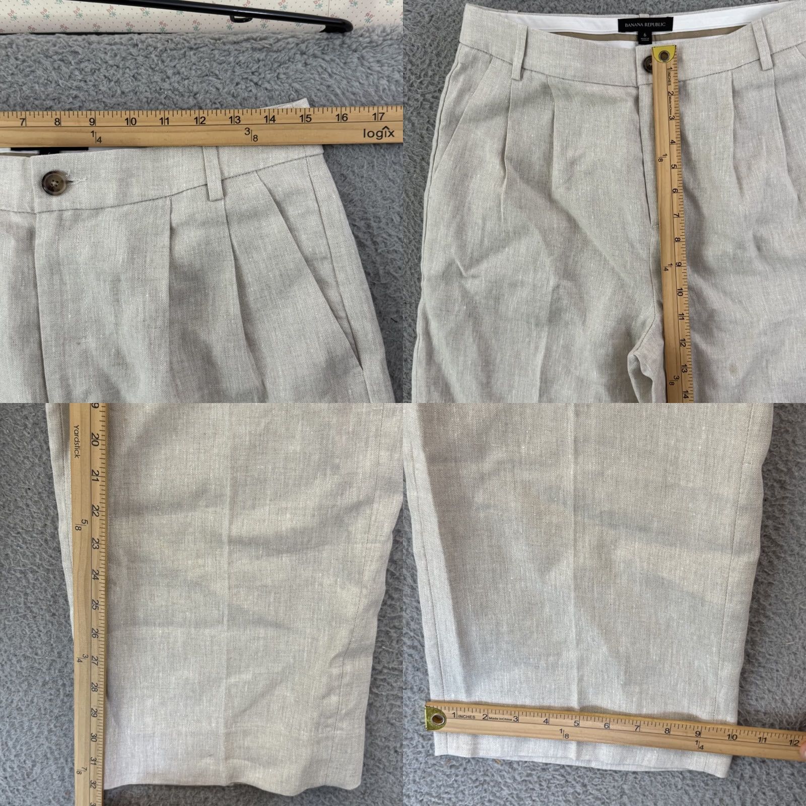 Banana Republic Banana Republic Pants Womens 2 Red Trouser Ivory Linen High Waist Pleated Wide Leg Size 26" / US 2 / IT 38 - 9 Thumbnail