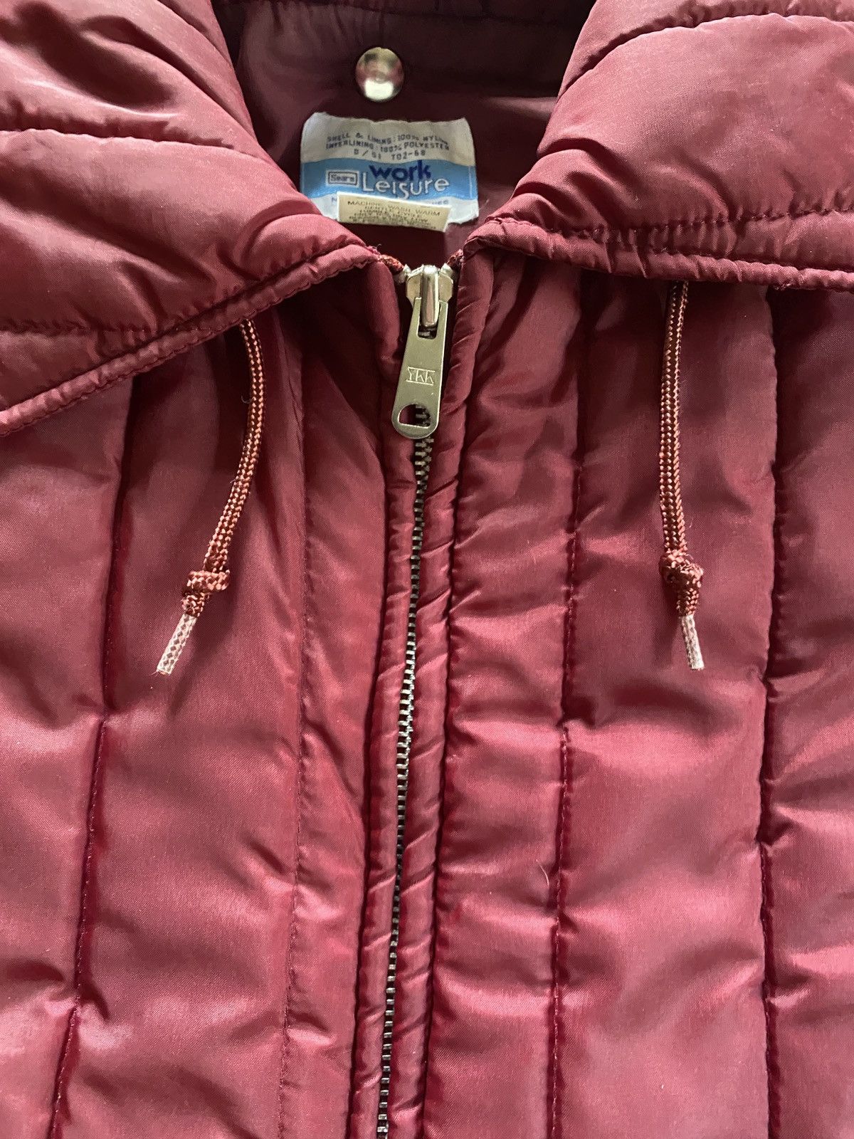 Sears × Vintage Vintage 70’s Sears Vertical Puffer Burgundy Full Zip Jacket Size US S / EU 44-46 / 1 - 7 Thumbnail