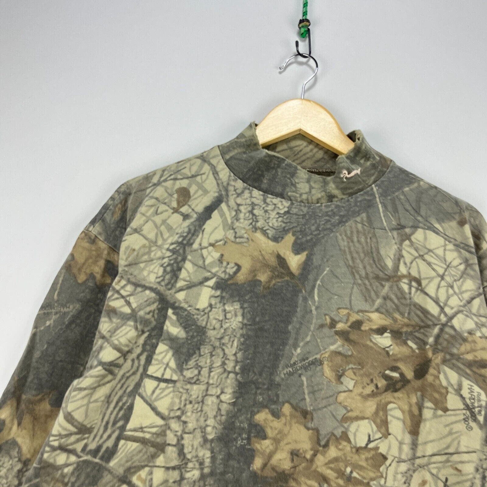 90'S RATTLERS Camouflage Pattern Real Tree Camo Long Sleeve Cotton Shirt Made in USA Men's XL Vintage unclear Khaki type sage green Vintage Second Hand