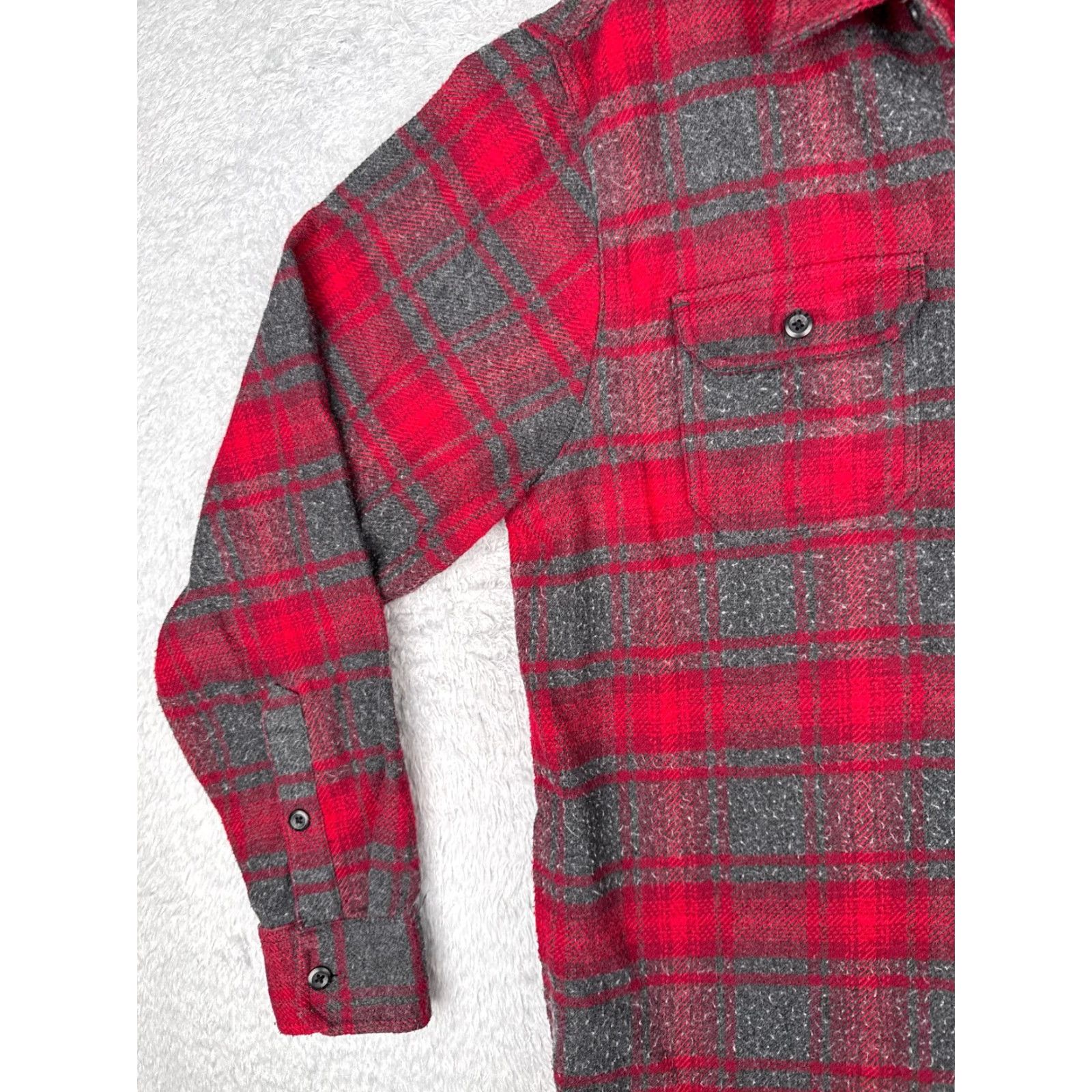 Orvis VINTAGE ORVIS Shirt Men Large Red Gray Plaid Flannel Button Up Cotton Pocket Camp READ Size US L / EU 52-54 / 3 - 3 Thumbnail