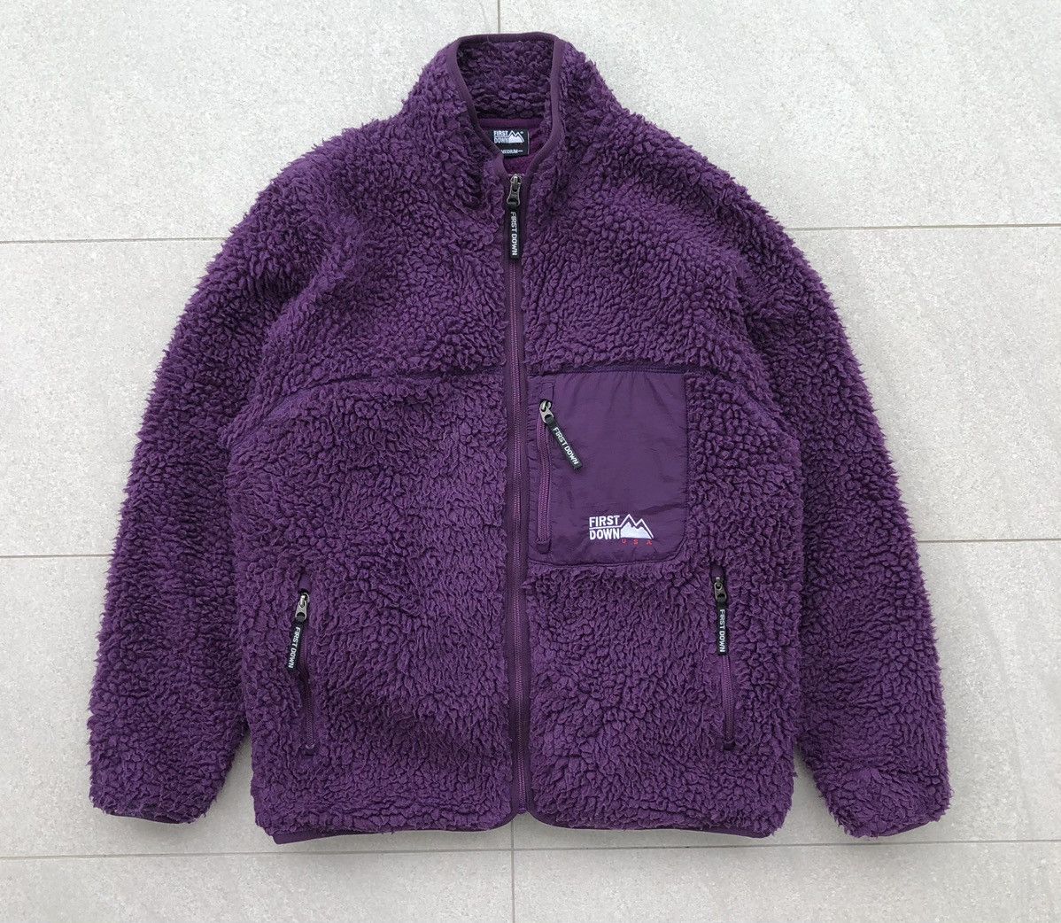 Japanese Brand First Down USA Pile Sherpa Purple Jacket Size US L / EU 52-54 / 3 - 8 Thumbnail