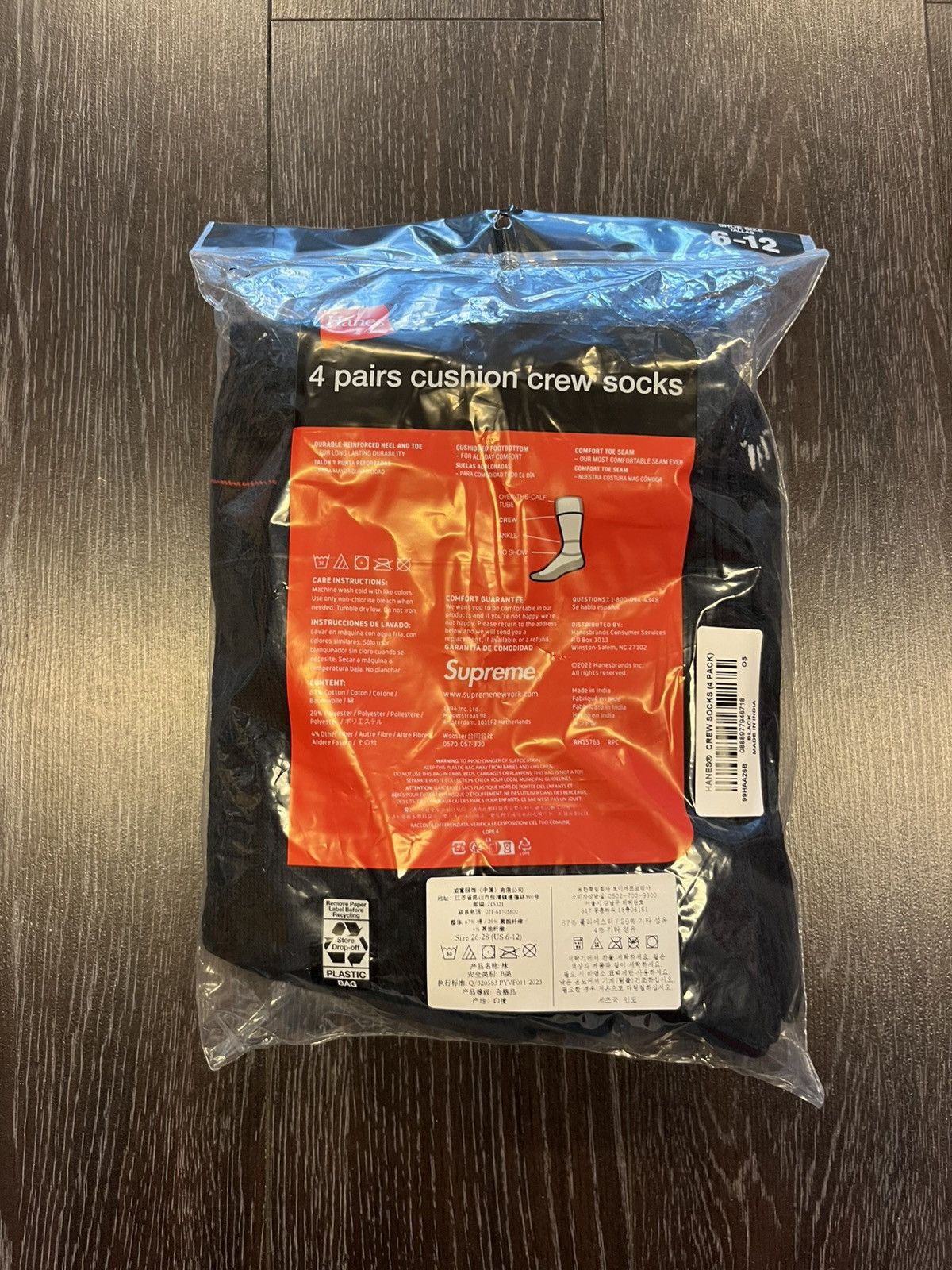Hanes × Supreme Supreme Hanes Crew Socks Black Size ONE SIZE - 2 Thumbnail