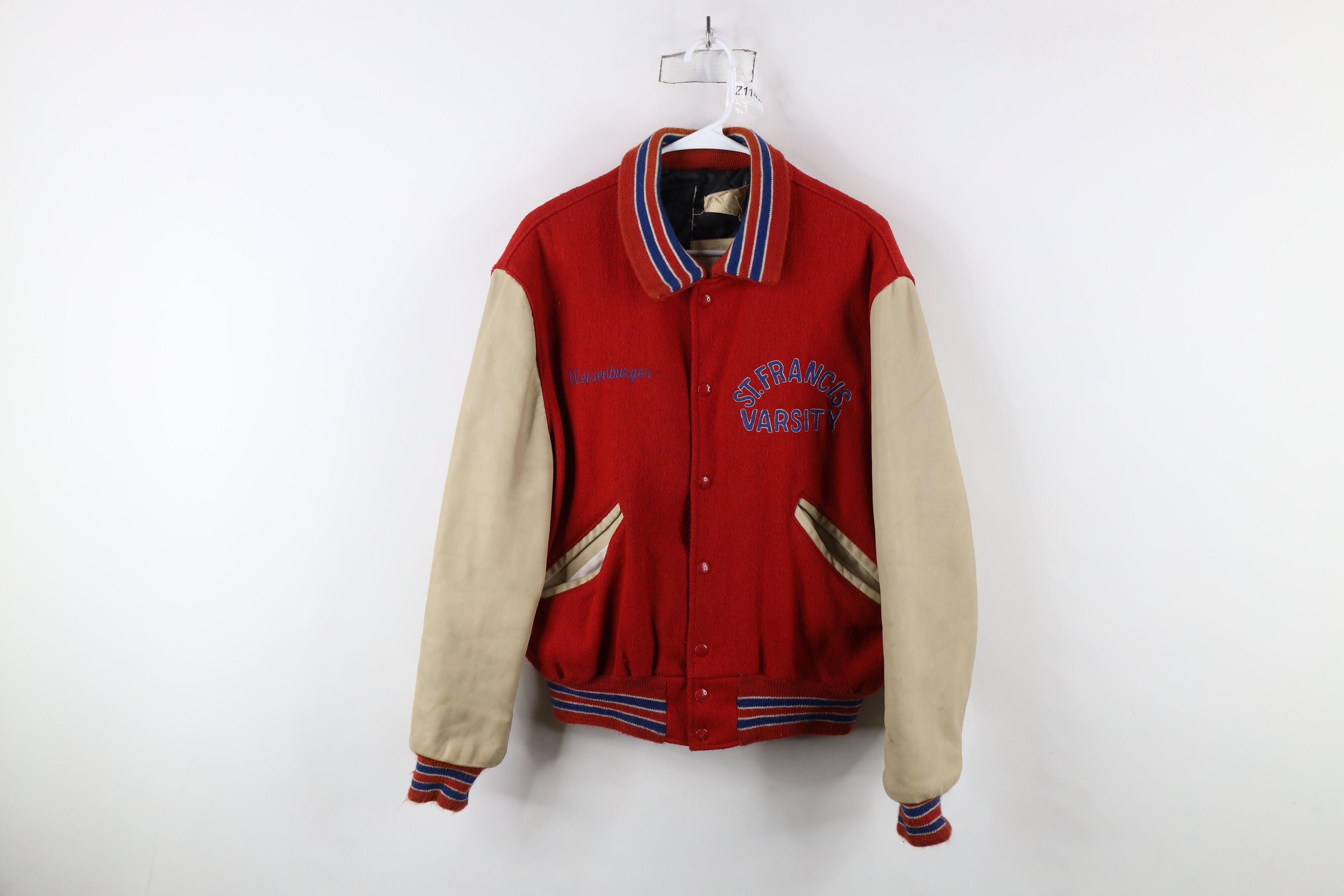 Vintage Vintage 90s Wool Leather St Francis Football Varsity Jacket Size US L / EU 52-54 / 3 - 1 Thumbnail
