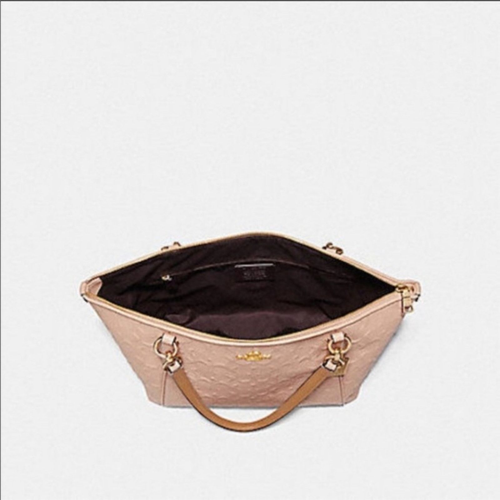 Coach Coach Nude Pink Signature Embossed Leather Tote Size ONE SIZE - 3 Thumbnail