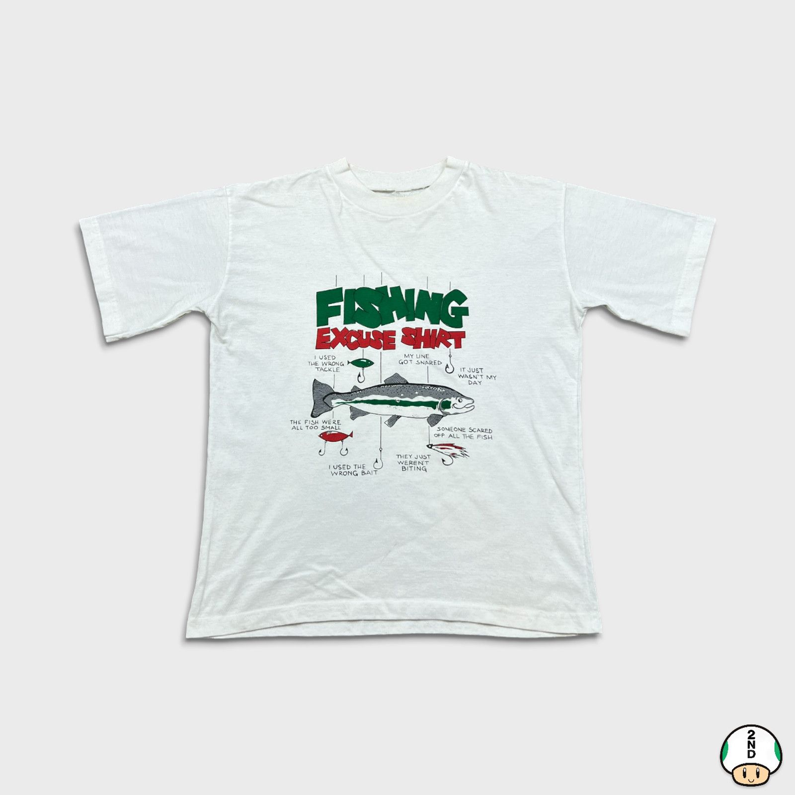 Vintage Vintage 90s Fishing Excuse T Shirt Funny Nature Outdoor Tee Size US M / EU 48-50 / 2 - 1 Thumbnail