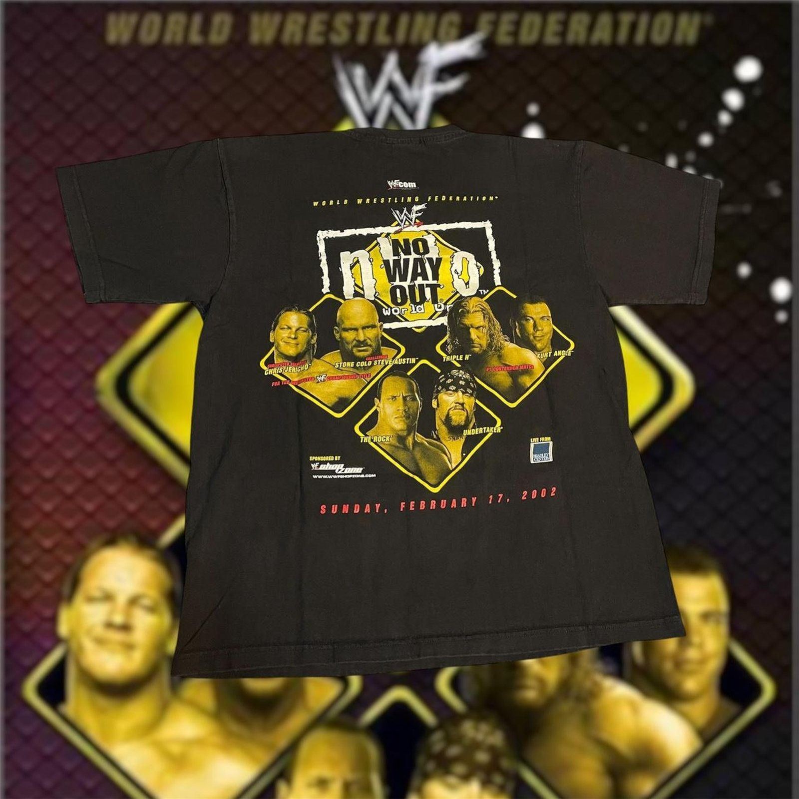 VTG 2002 WWF No Way Out Stone Cold Triple H Undertaker Tee