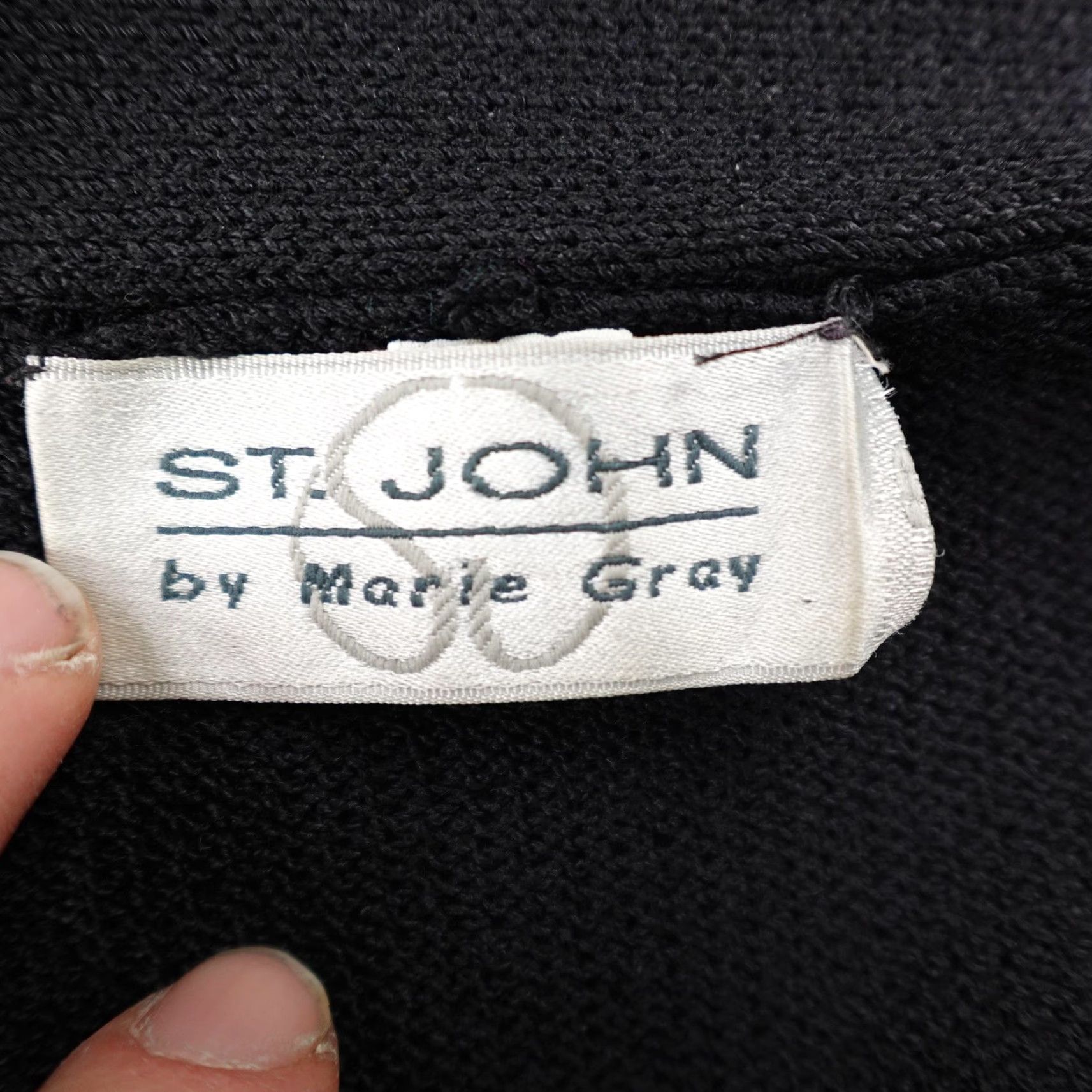 St. John VINTAGE St John Cardigan Sweater Womens Large Black Open Front Balloon Sleeve Knit Size L / US 10 / IT 46 - 7 Thumbnail