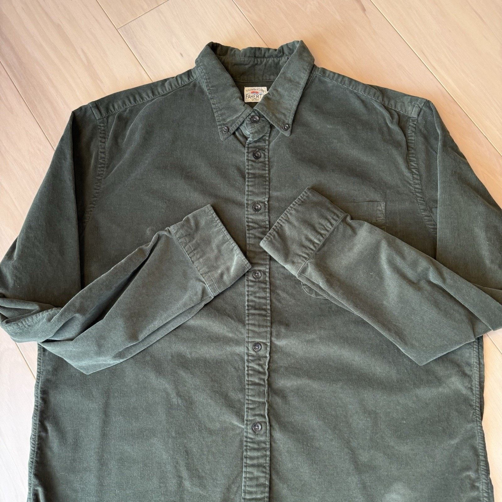 Faherty Faherty Corduory Shirt XL Green Cotton Oxford Minimalist Size US XL / EU 56 / 4 - 5 Thumbnail