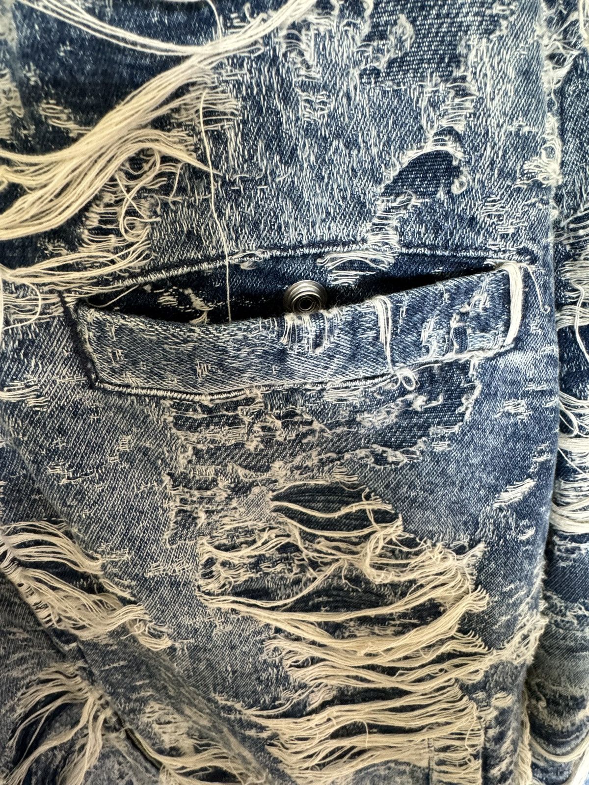 Diesel Diesel Distressed Denim Zip-Up Jacket Size US L / EU 52-54 / 3 - 9 Thumbnail