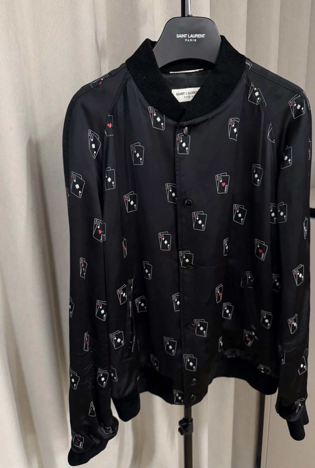 Saint Laurent Paris Saint Laurent 19SS Poker Print Satin Jacket - Size 52 Size US XL / EU 56 / 4 - 1 Thumbnail