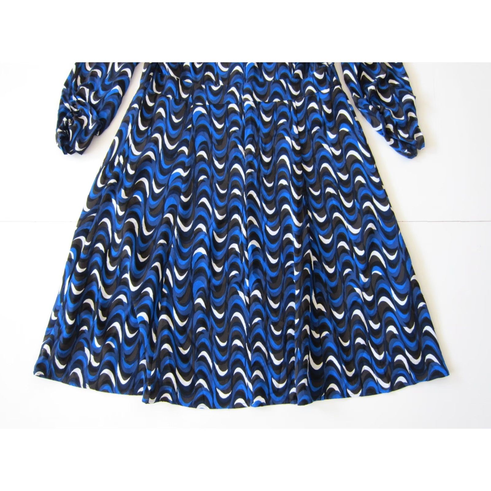 Jones New York Jones New York Blue Black White Geometric Long Sleeve V-Neck Sheath Dress 12 Size XL / US 12-14 / IT 48-50 - 5 Thumbnail