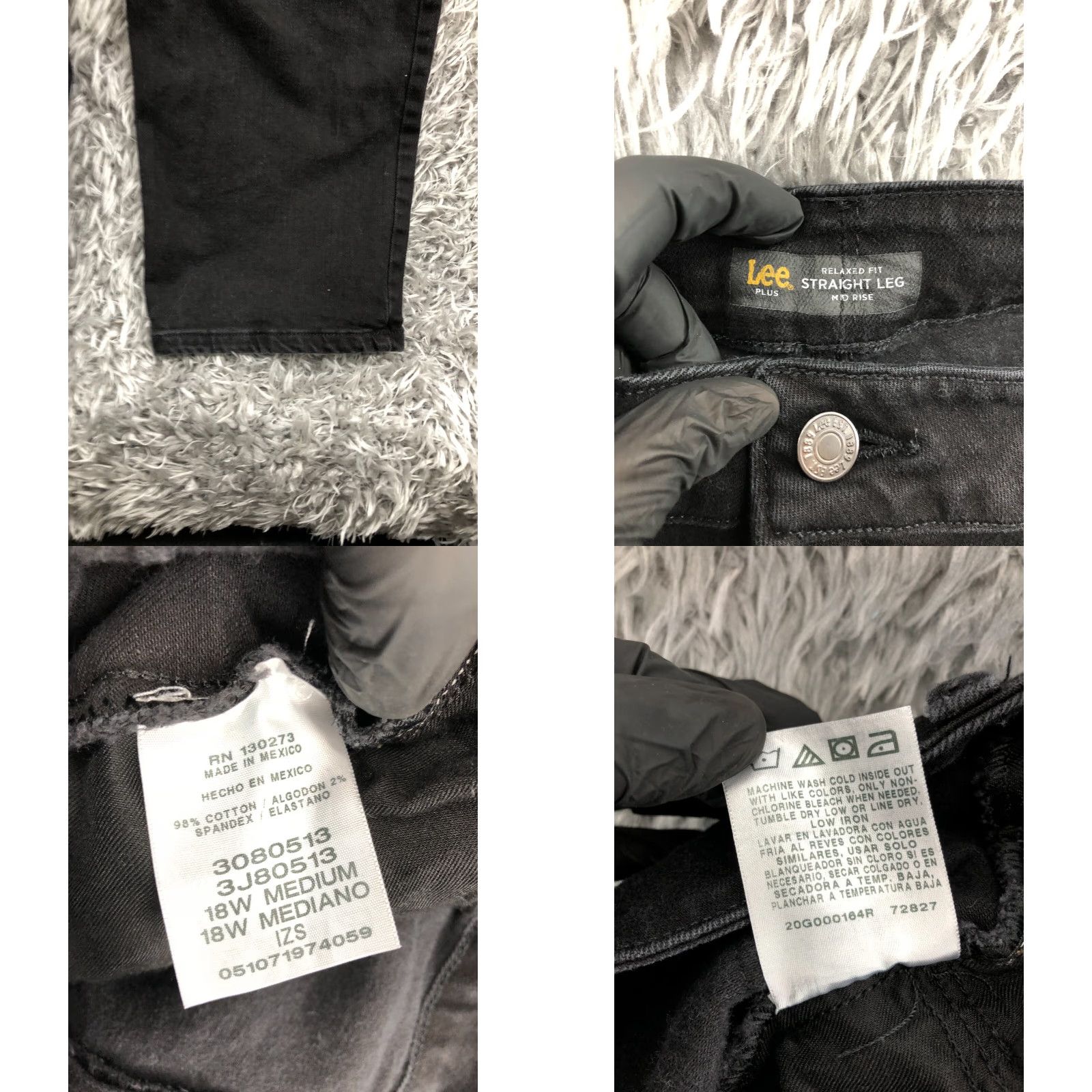 Lee Lee Jeans Plus Size 18W Womens Relaxed Straight Dark Wash Black Size 40" / US 18 - 8 Thumbnail