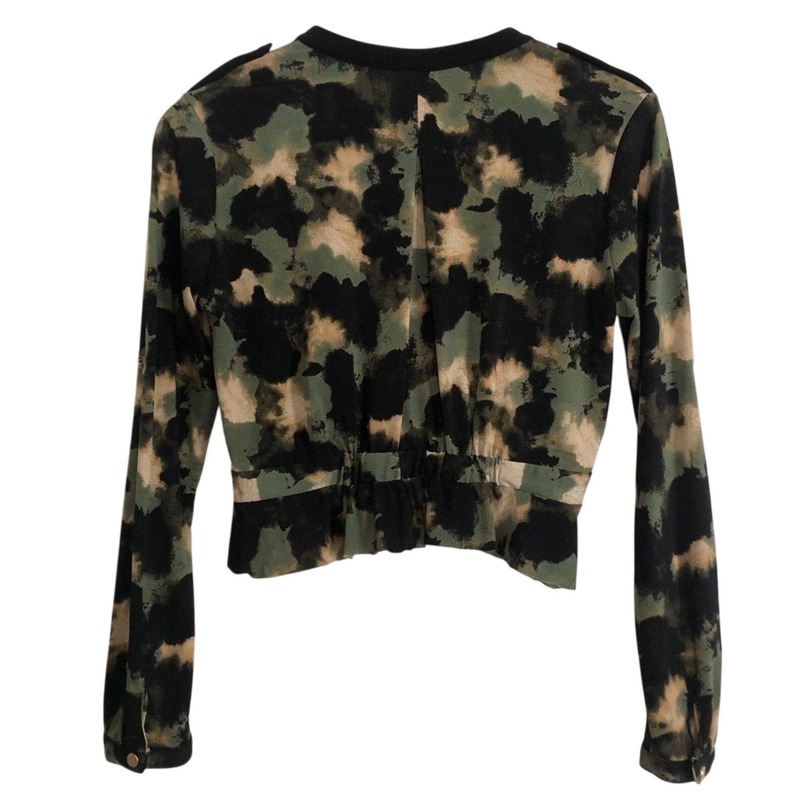 Other NY New York Collection Petite Camouflage Button Blouse Top Size S / US 4 / IT 40 - 2 Thumbnail