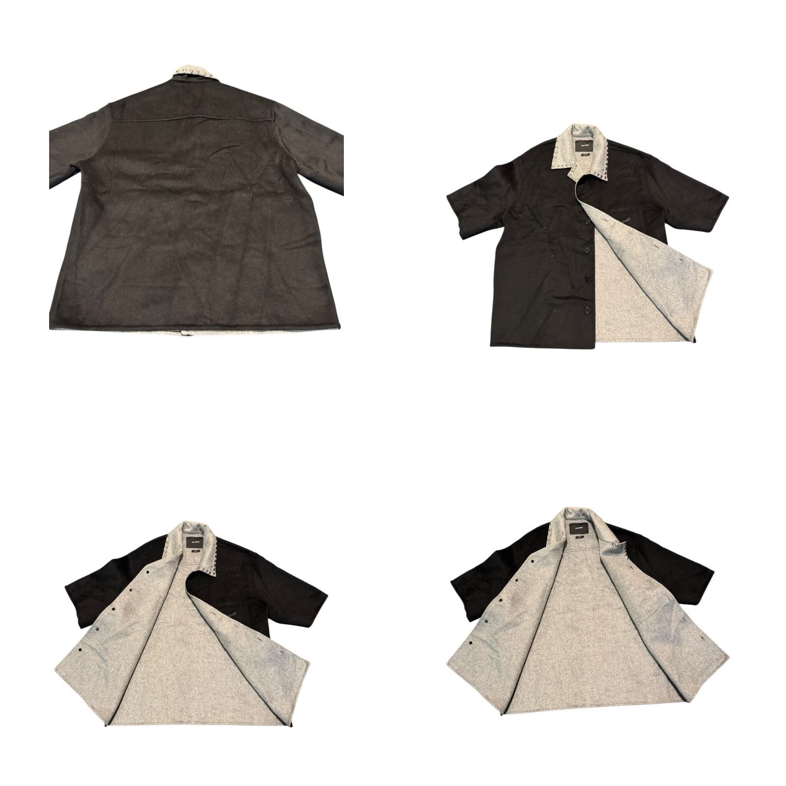 Axel Arigato AXEL ARIGATO Mens Shirt Holiday Dusty Black/ Grey Short Sleeve Wool Blend M Regular Button-Up Chest Pocket Casual Travel 80s Shirt Mens Size US M / EU 48-50 / 2 - 9 Thumbnail