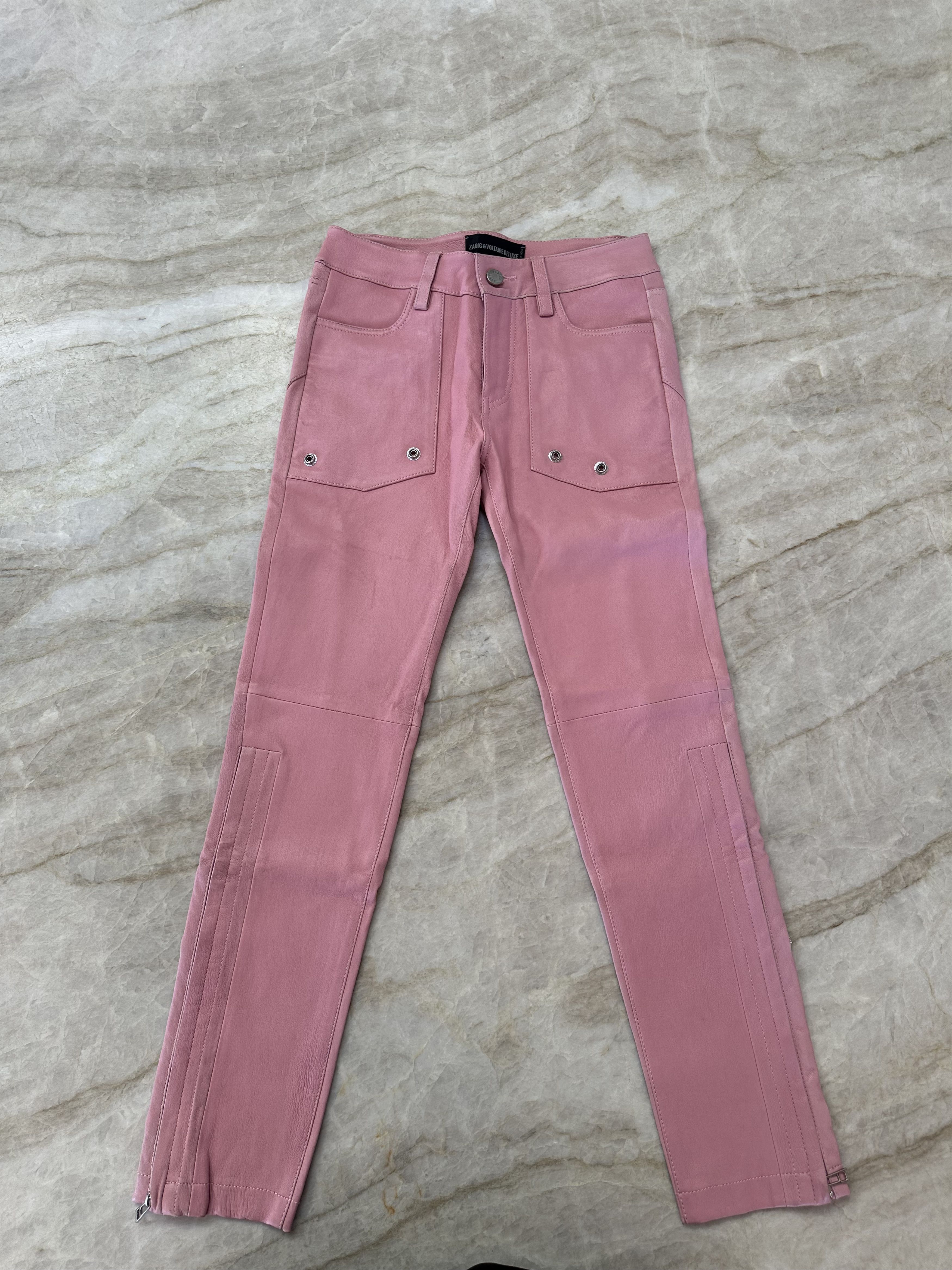 Zadig & Voltaire Zadig & Voltaire Pink Leather Pants Size 25" / US 0 / IT 36 - 1 Thumbnail