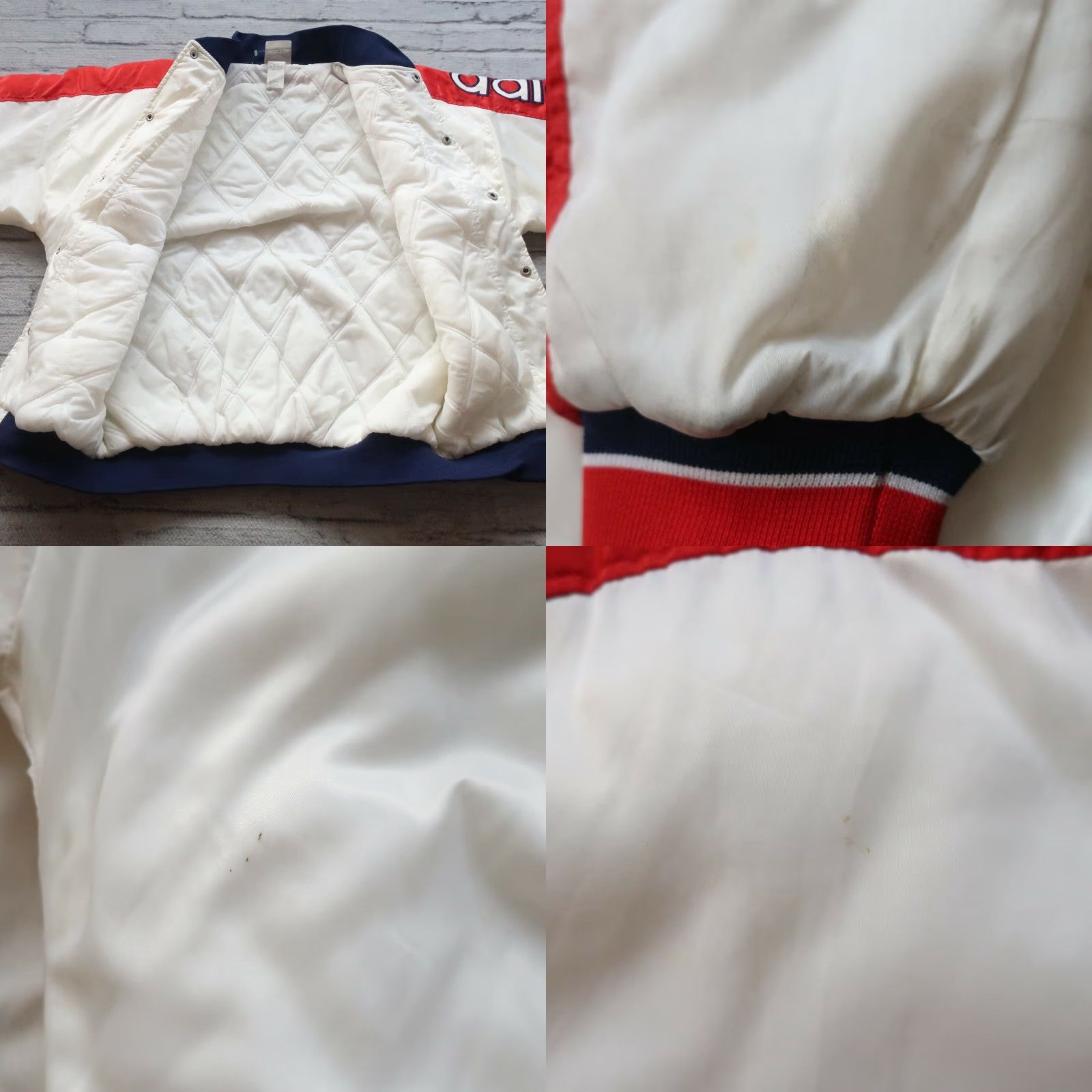 Adidas Vintage Adidas Big Logo Satin Jacket Men Large White Red 80s Varsity Brand Logo 80s Size US L / EU 52-54 / 3 - 8 Thumbnail