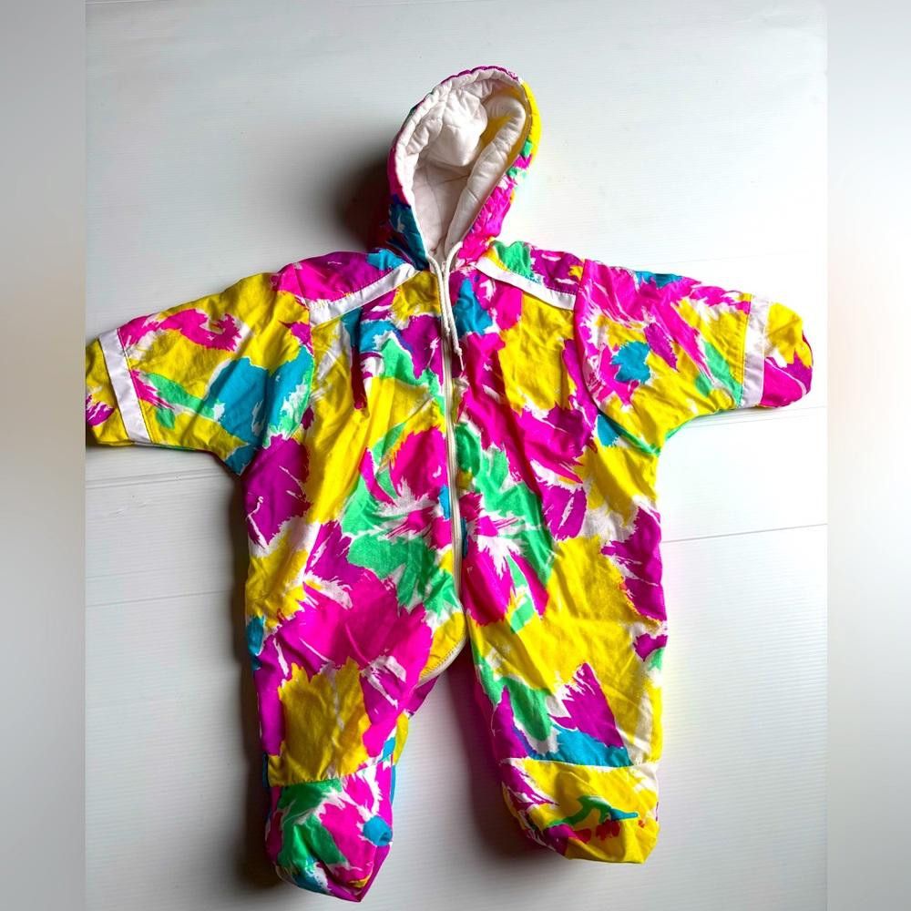 Designer Vintage 90s Retro colourful One-Piece Coat for Little Girls Size US XXS / EU 40 - 1 Thumbnail