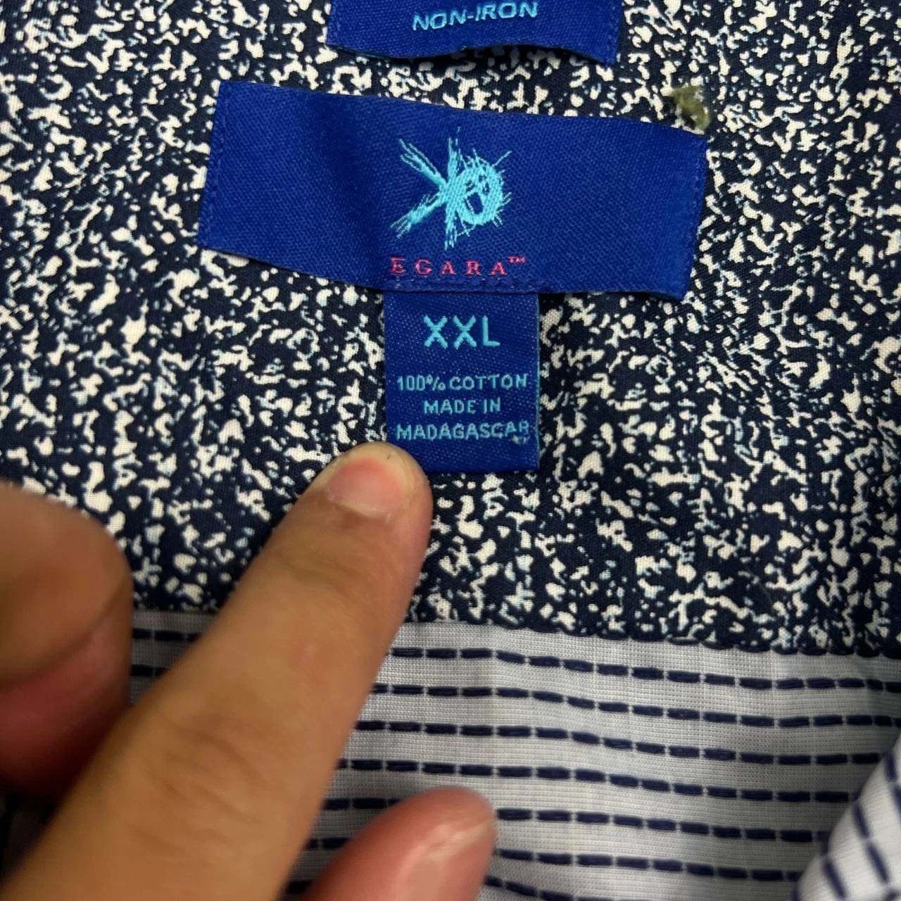 Egara Egara Button Up Shirt Men Blue Non-Iron Collared Cotton 2XL Size US XXL / EU 58 / 5 - 3 Thumbnail