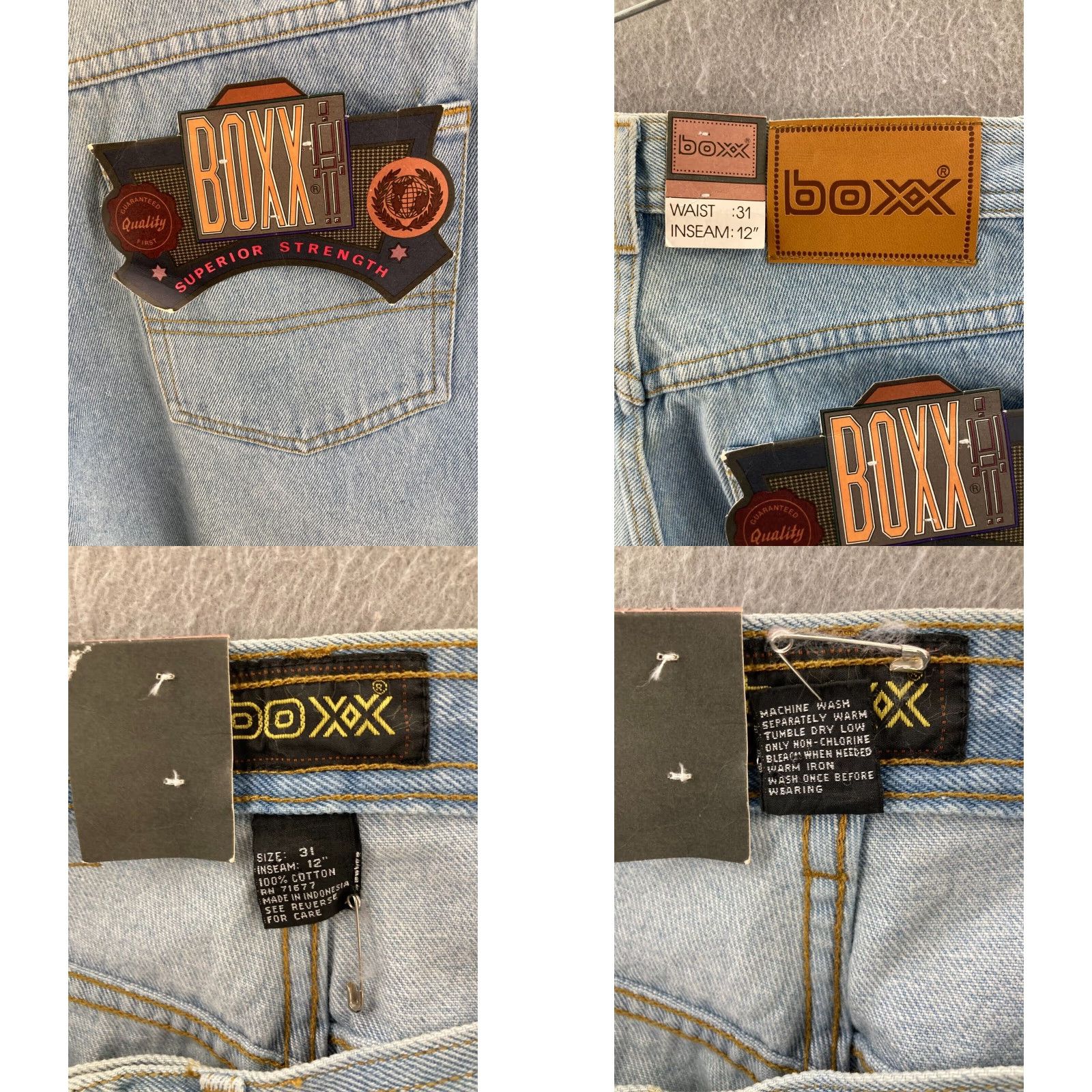 Vintage Boxx Denim Shorts Mens 31 Blue Baggy Hip Hop 90s Chino Relaxed Fit Size US 31 - 8 Thumbnail