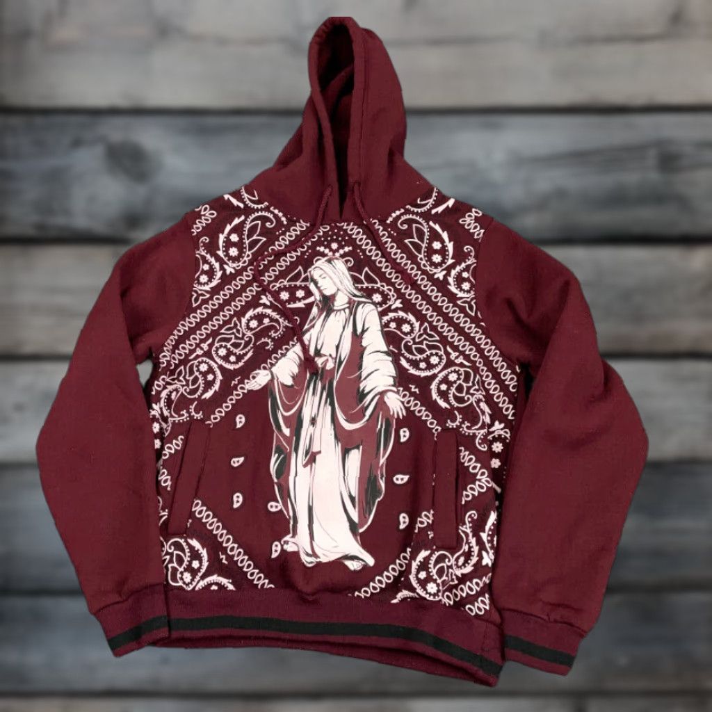 Etro VINTAGE Oldies 1940 Religious Hoodie Sweatshirt Men Small Red 90s Mary Guadalupe Graphic Print Size US S / EU 44-46 / 1 - 1 Thumbnail
