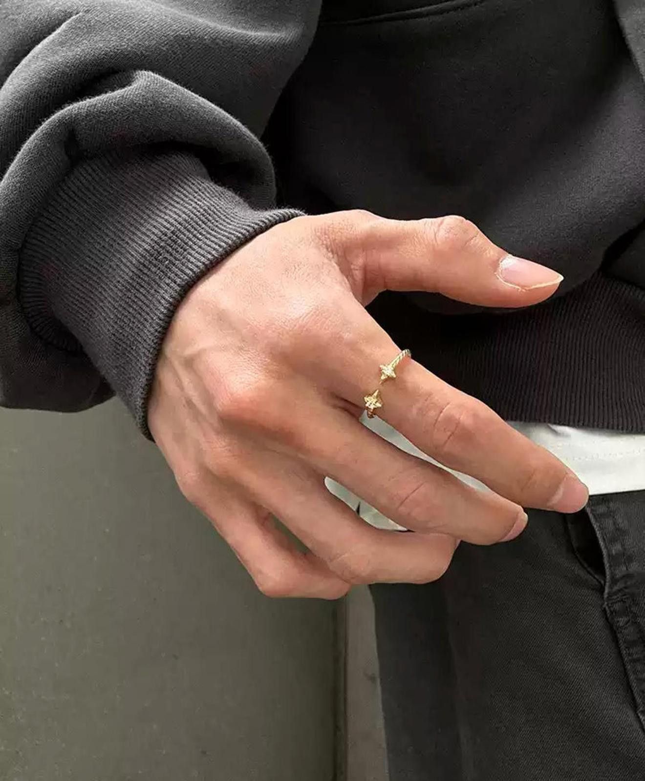 Japanese Brand Adjustable Star Accent Rings, Minimalist Jewelry Size ONE SIZE - 3 Thumbnail