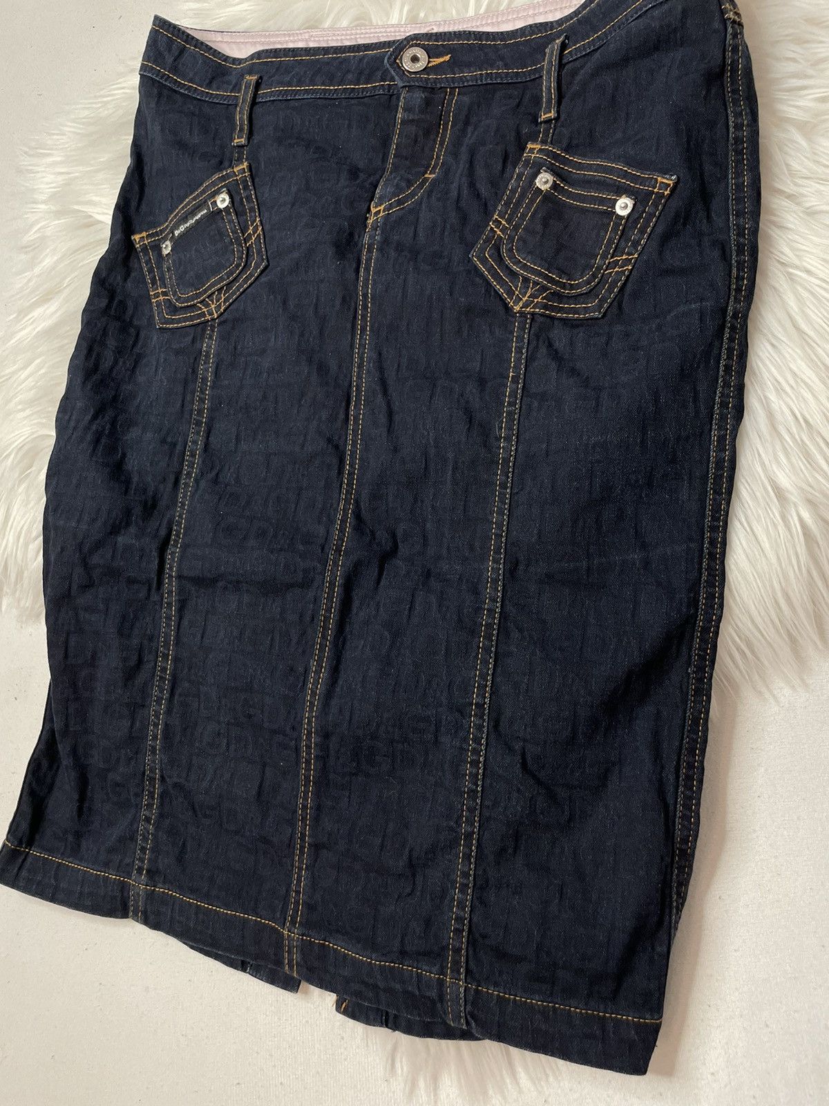 Dolce & Gabbana × Vintage vintage monogram denim midi skirt D&G Size 29" - 3 Thumbnail