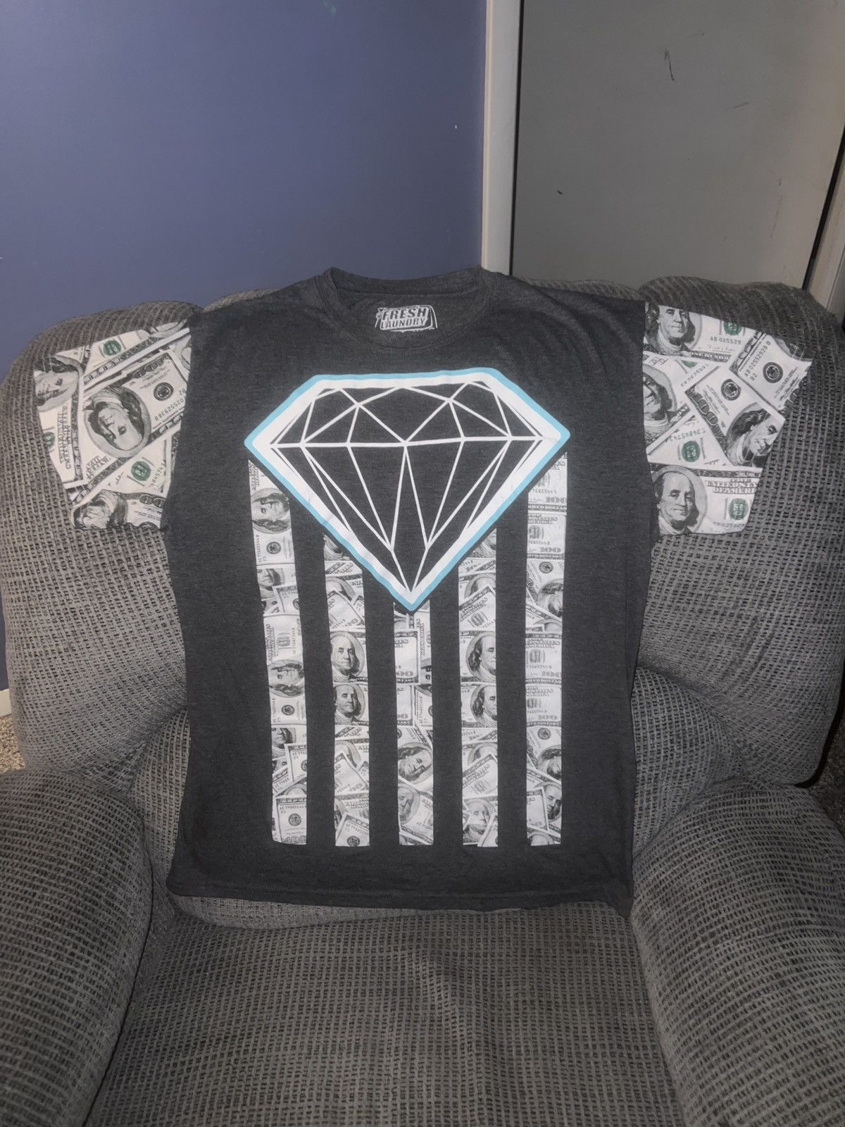 Hypebeast Fresh Laundry Diamond Logo Money All-Over Tee Size US L / EU 52-54 / 3 - 1 Thumbnail