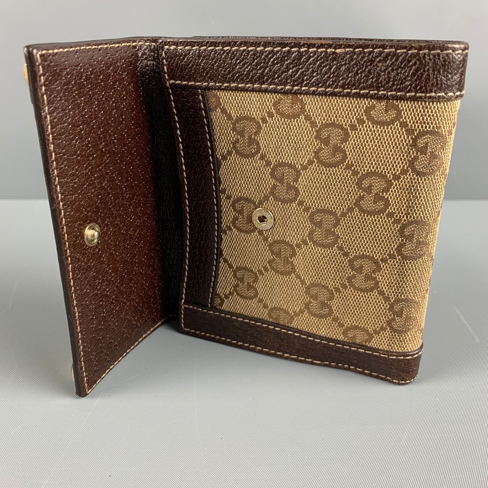 Gucci GUCCI Walet Brown Beige Monogram Canvas Leather Size ONE SIZE - 5 Thumbnail