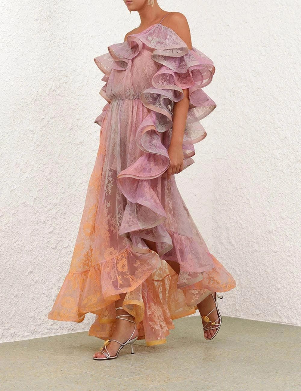 Zimmermann oc11z0226 Dawning Lace Midi Dress In Multicolor Size L / US 10 / IT 46 - 7 Thumbnail