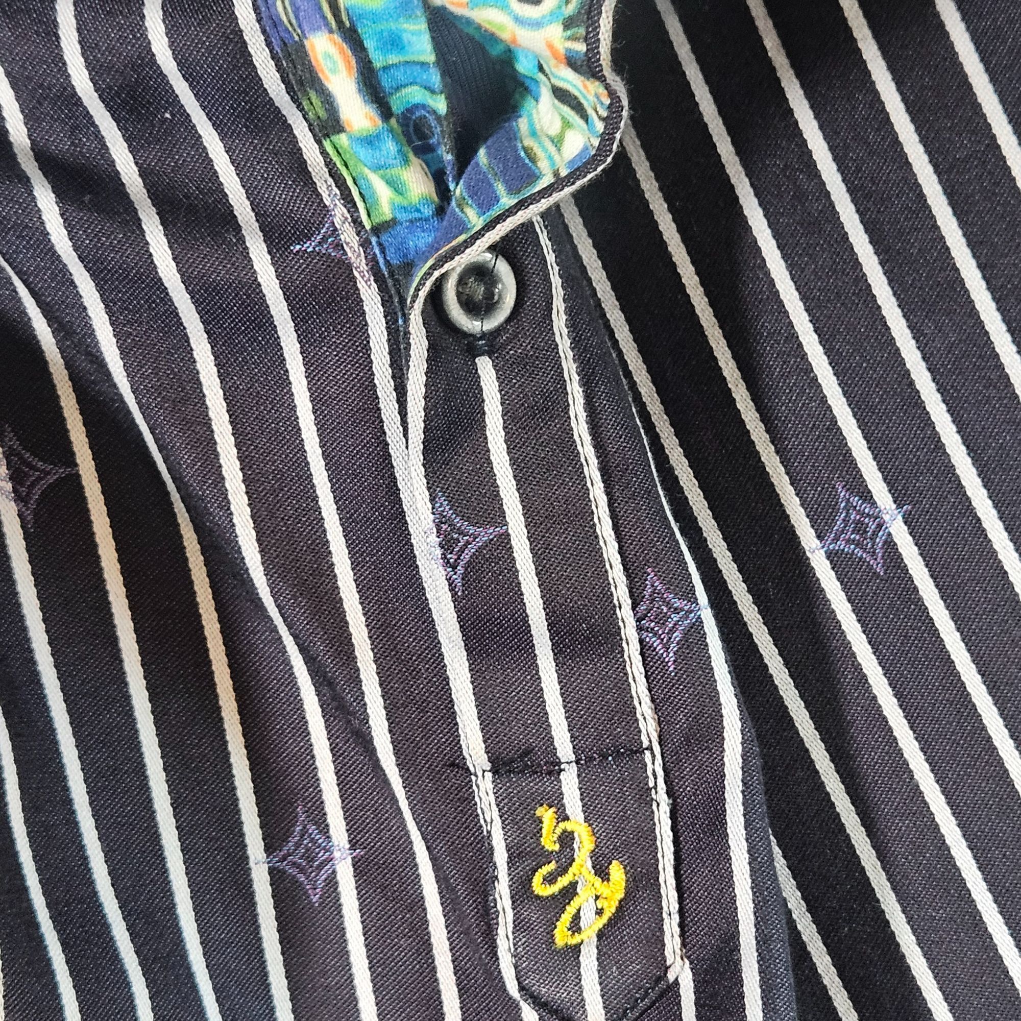 Robert Graham Robert Graham Men's Pinstripe Dress Shirt Black 2XL Quiet Lu Size US XXL / EU 58 / 5 - 9 Thumbnail