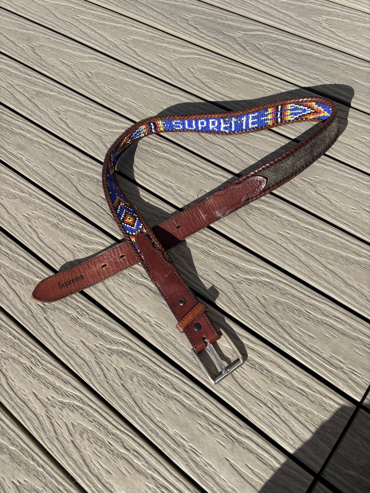 Supreme Supreme Repeat Leather Belt - White Floral Size M | Grailed