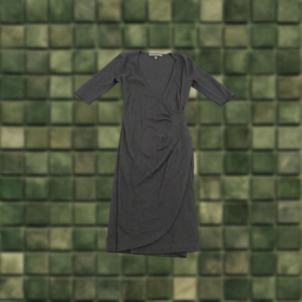 Ralph Lauren Dress Womens Extra Small Black A-Line Long Preppy