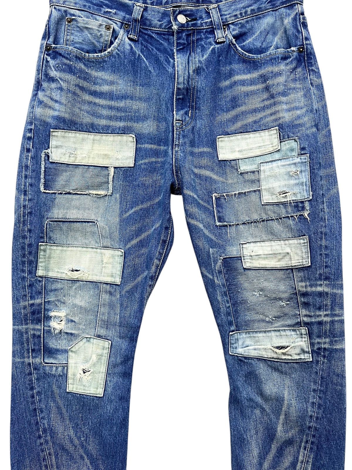 Japanese Brand Grunge Boro Patchwork Distressed Hybrid Denim Jogger RARE Size US 32 / EU 48 - 2 Thumbnail
