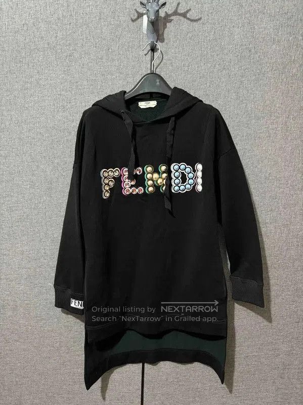 Fendi Fendi Black Cotton Logo Embroidered Hoodie . Size S / US 4 / IT 40 - 1 Thumbnail